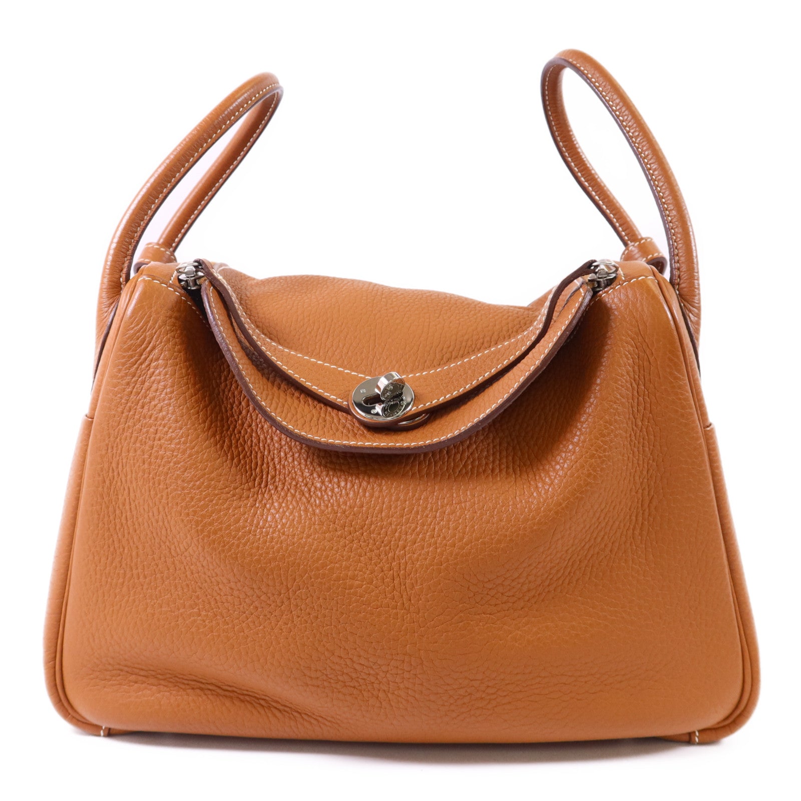 HERMES Clemence皮革Lindy 30銀扣手挽肩背兩用袋Gold