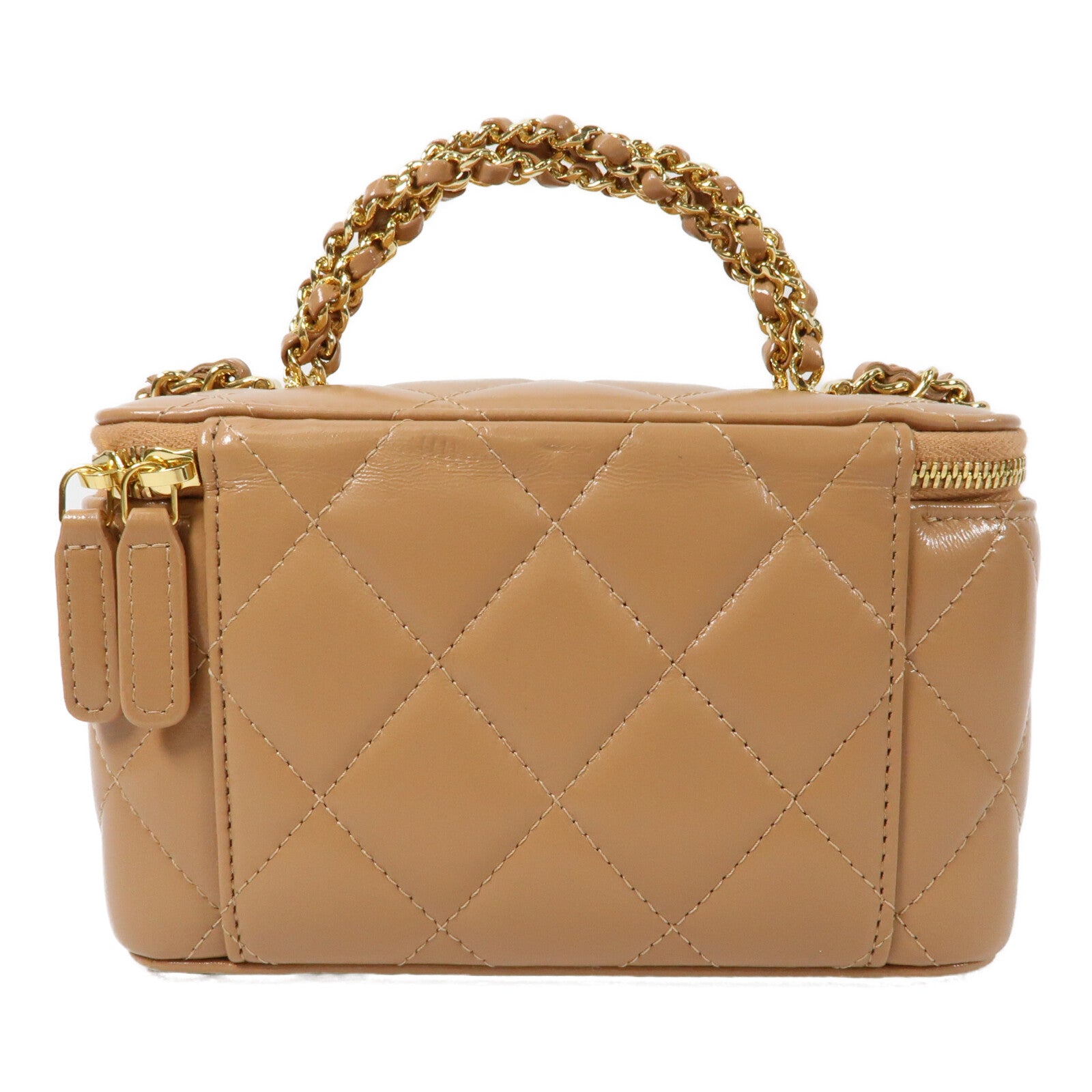 CHANEL 羊皮皮革Vanity Case金扣鏈帶手挽肩背兩用袋