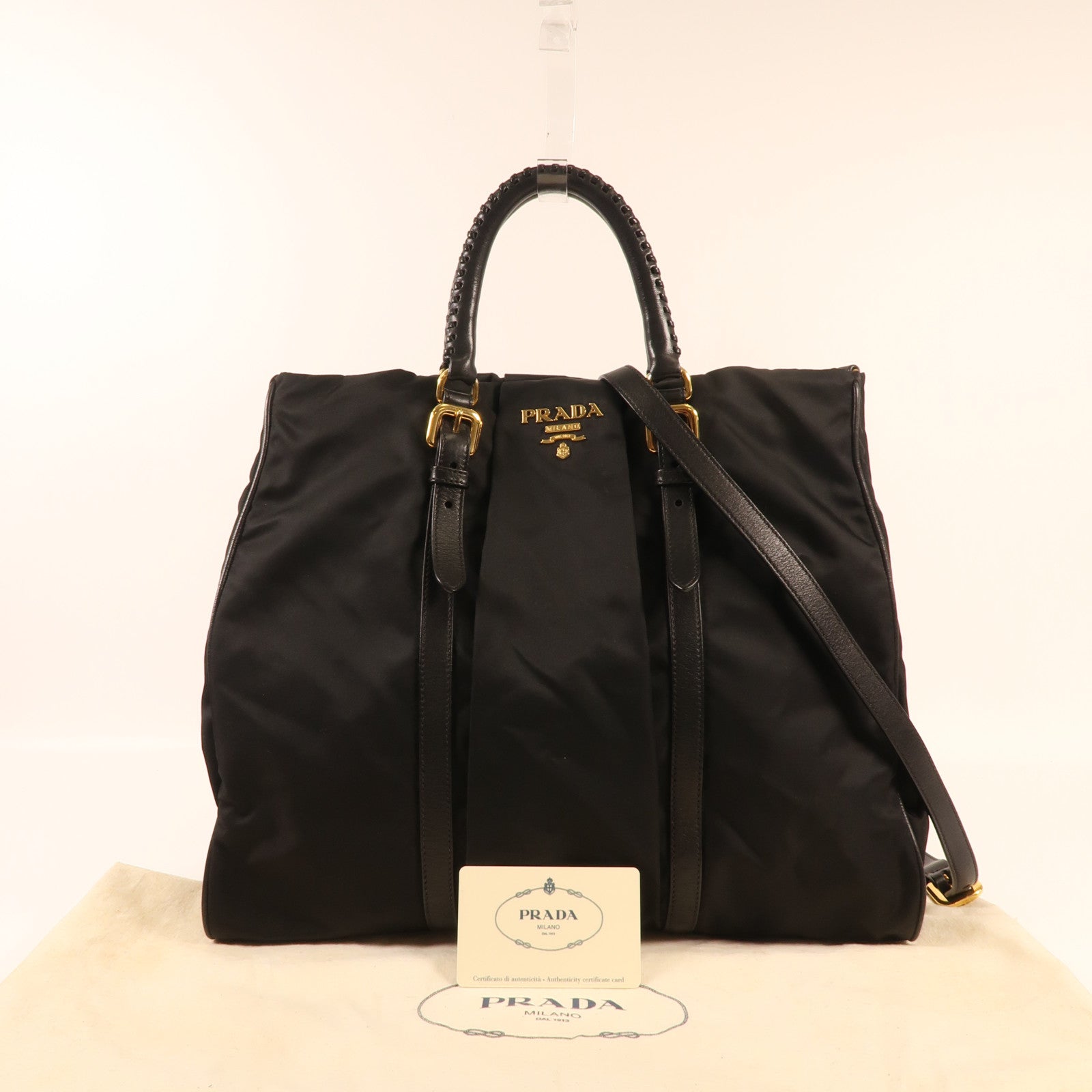 PRADA 尼龍2 Way Shoulder金扣手挽肩背兩用袋