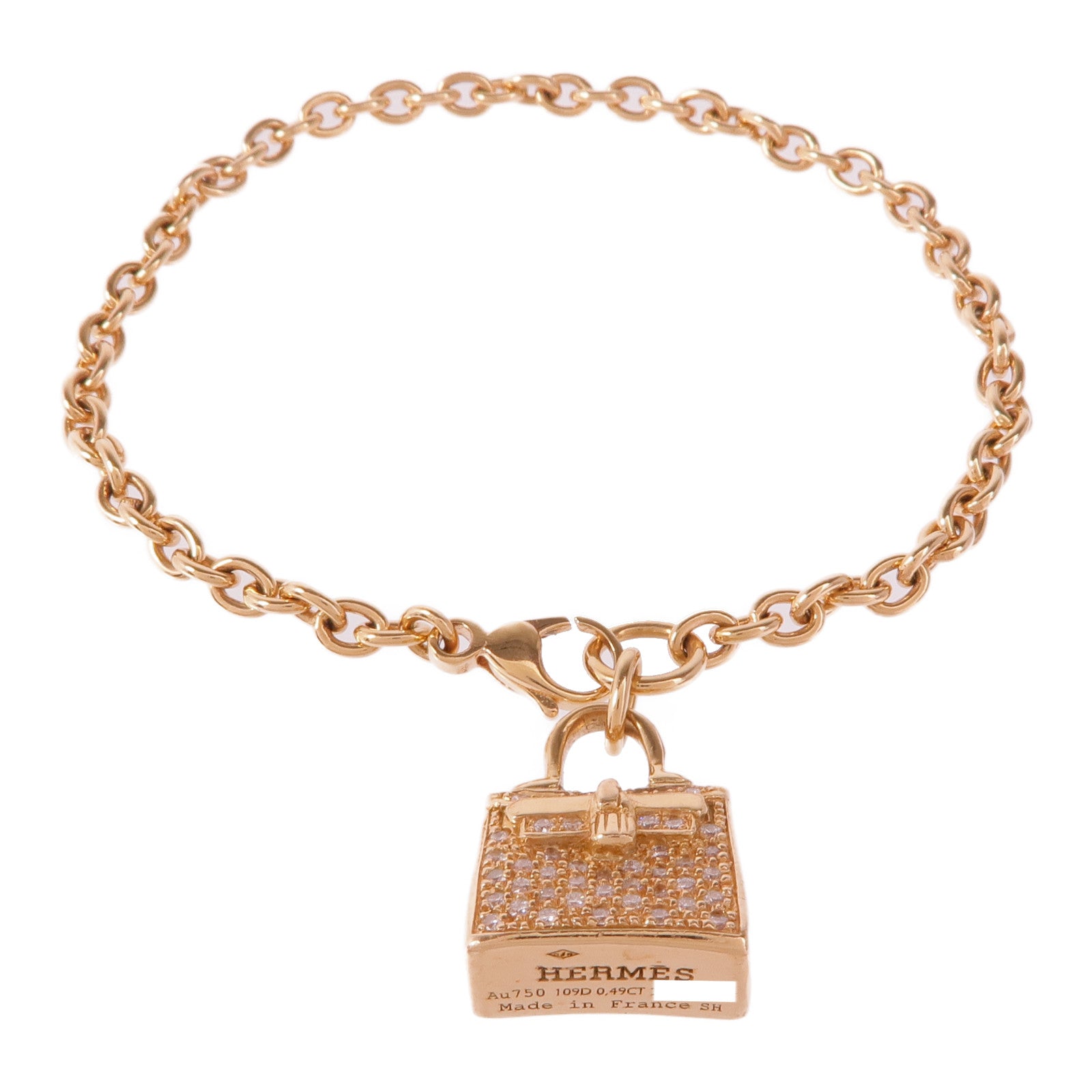 HERMES 18K玫瑰金Birkin Bracelet鑽石項鍊