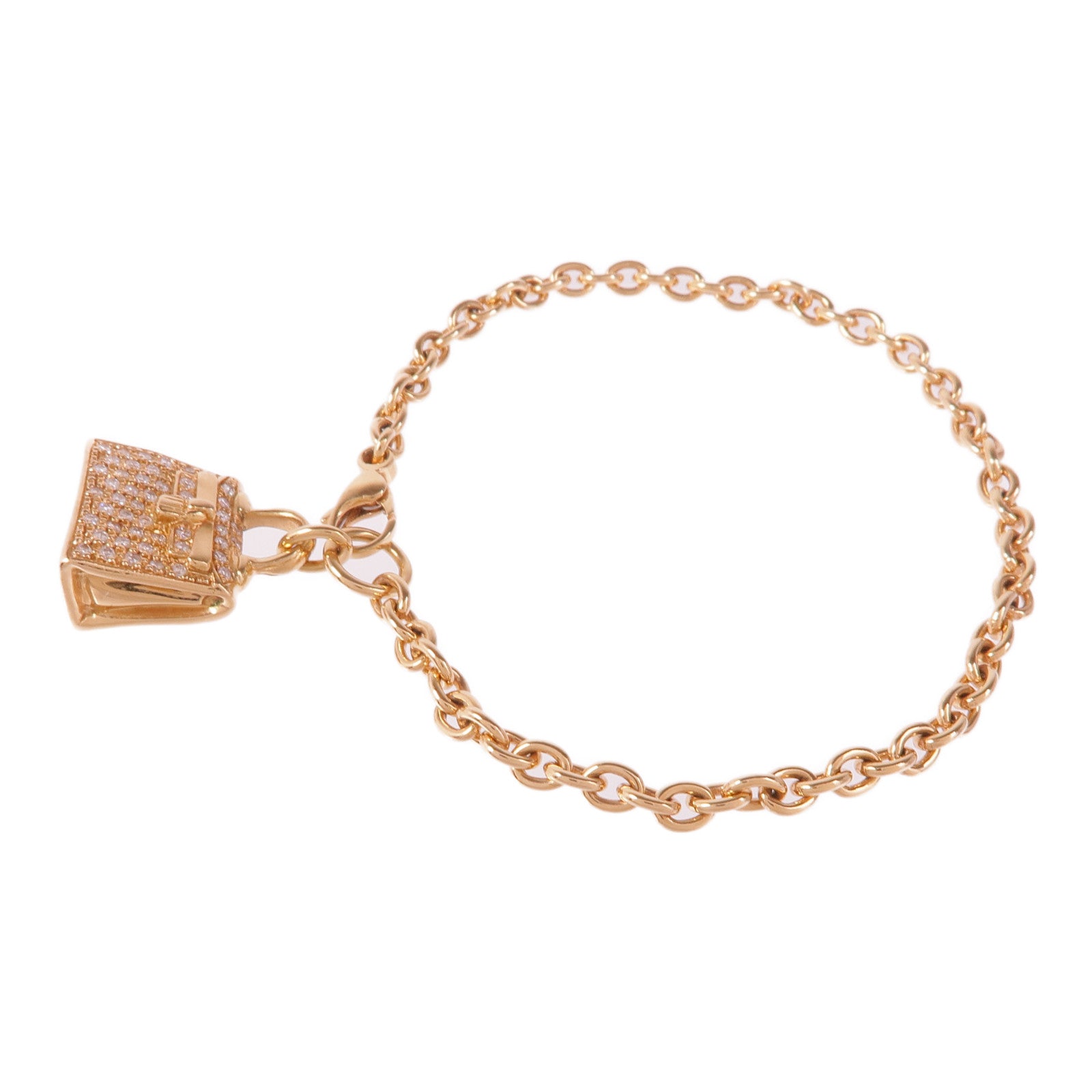 HERMES 18K玫瑰金Birkin Bracelet鑽石項鍊