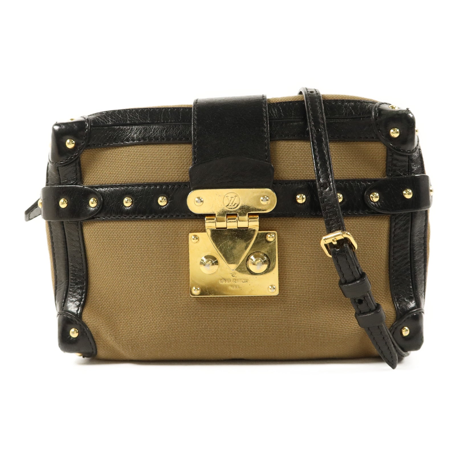 LOUIS VUITTON 帆布Petite Malle Soft MM金扣肩背袋
