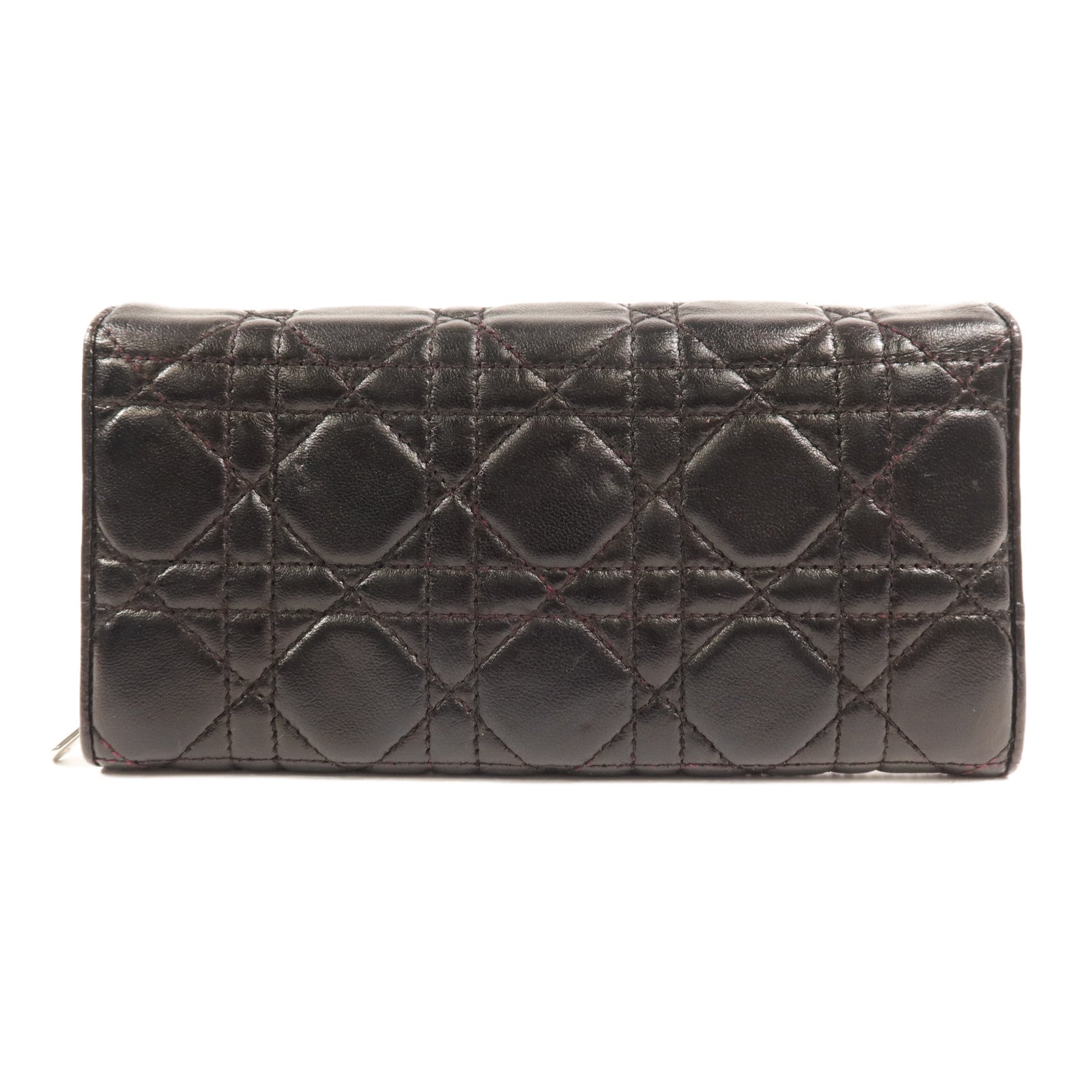 Dior 羊皮皮革Long Wallet銀扣長錢包