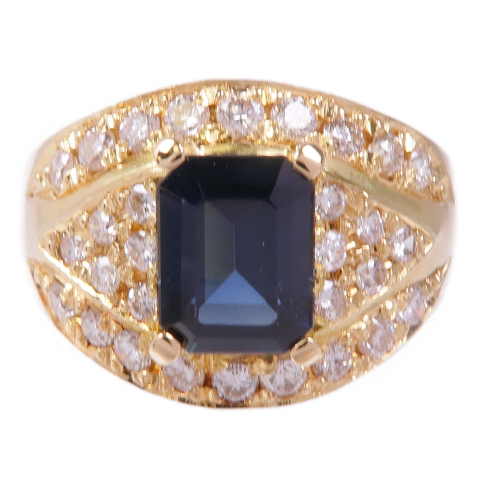 JEWELRY PT900鉑金Sapphire Diamond Ring藍寶石/鑽石戒指US#6.5