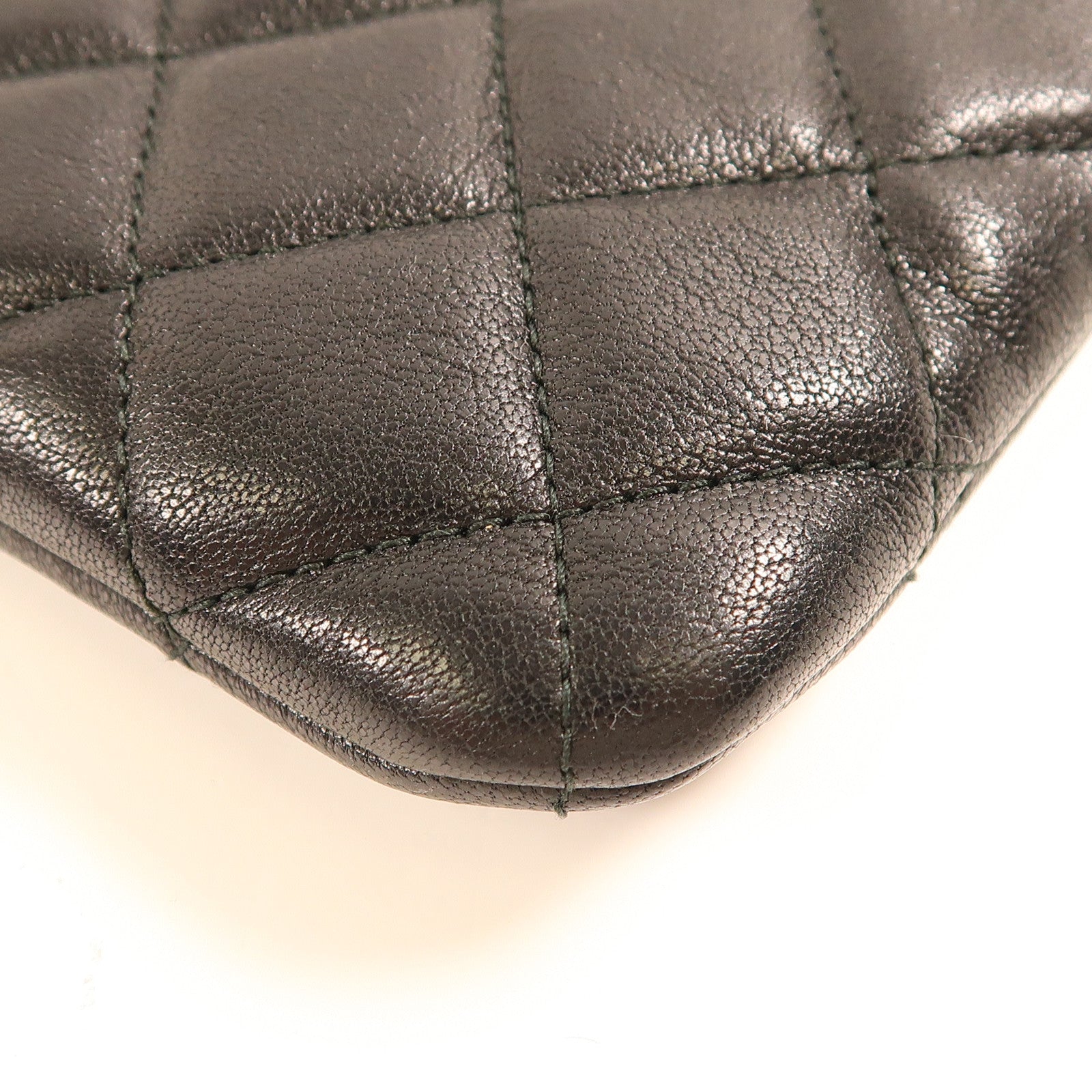 CHANEL CC GHW Pouch Lambskin Leather Black