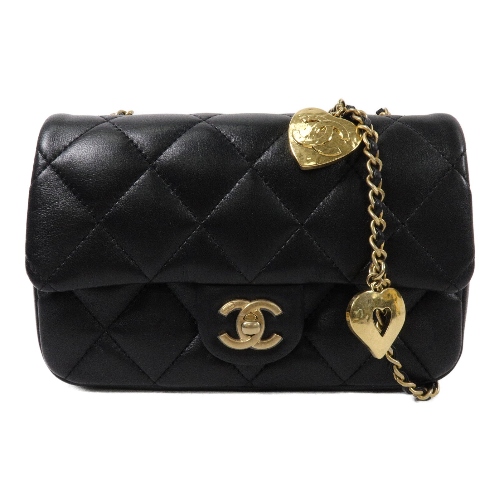 CHANEL 羊皮皮革CoCo Heart Flap鏈帶肩背袋