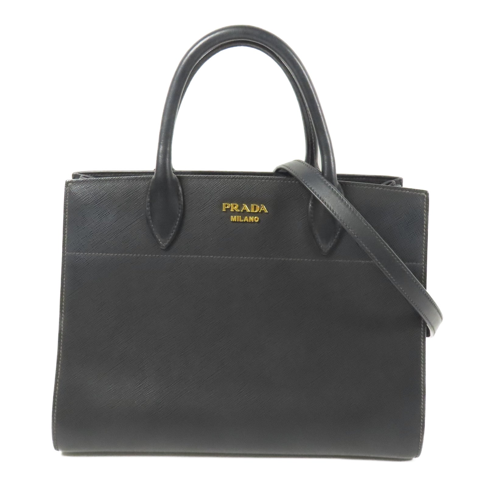 PRADA Saffiano皮革2way Shoulder Bag金扣手挽肩背兩用袋