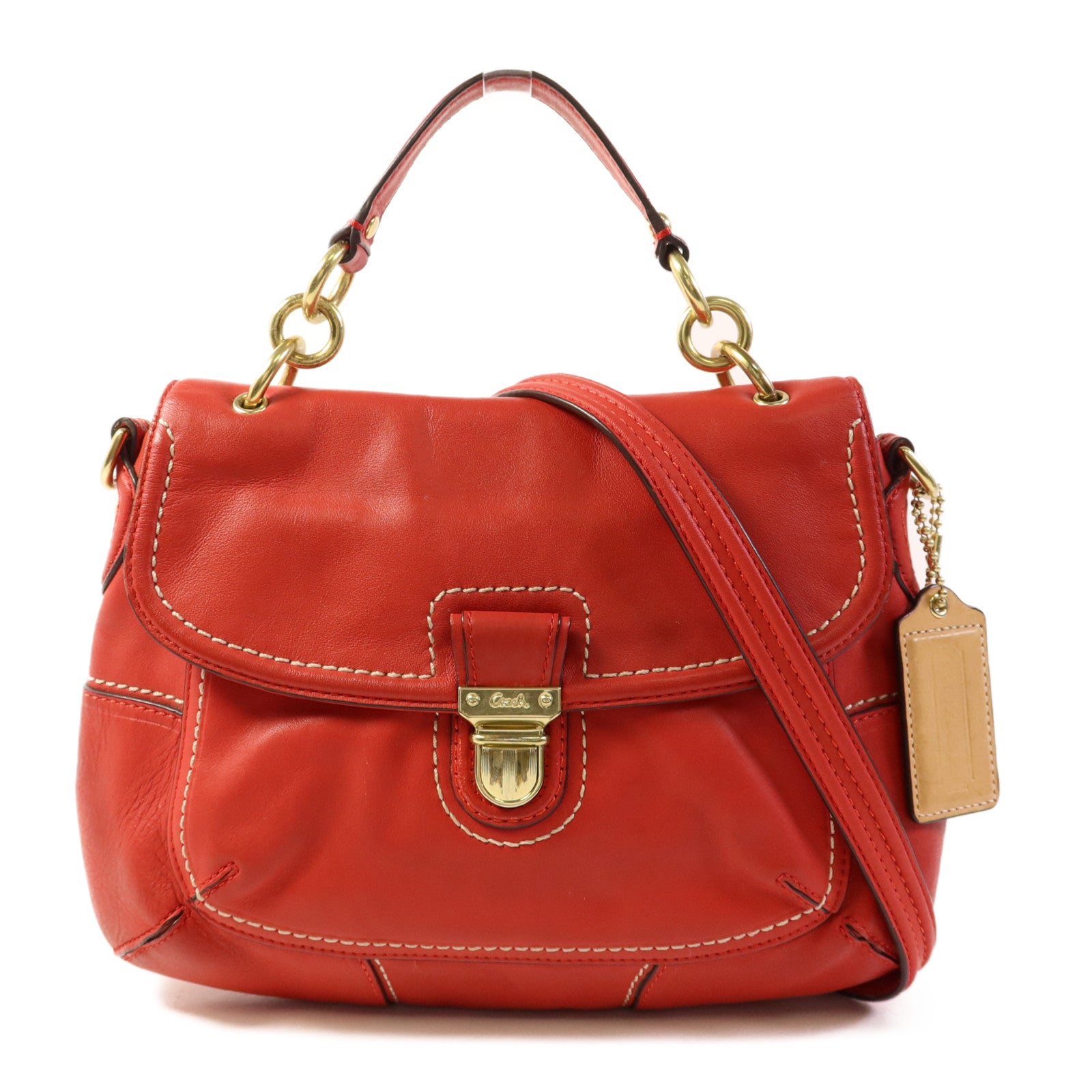 COACH 牛皮皮革2 Way Shoulder金扣手挽肩背兩用袋