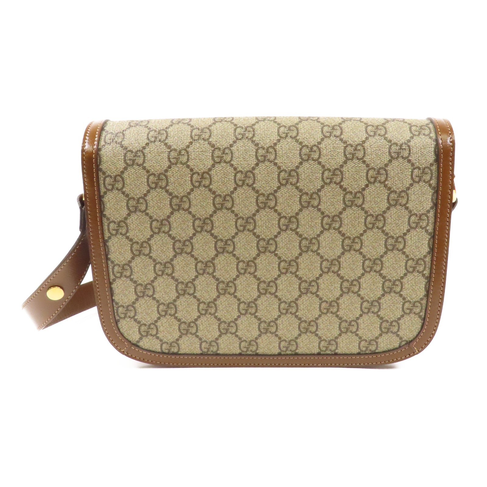 GUCCI GG GHW Shoulder Bag PVC Coated Canvas Calfskin Leather 602204 Brown