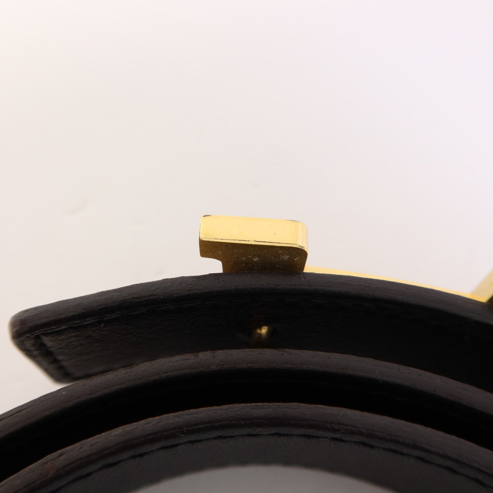 HERMES Epsom/Lizard皮革H Belt金扣皮帶Noir/Etoupe