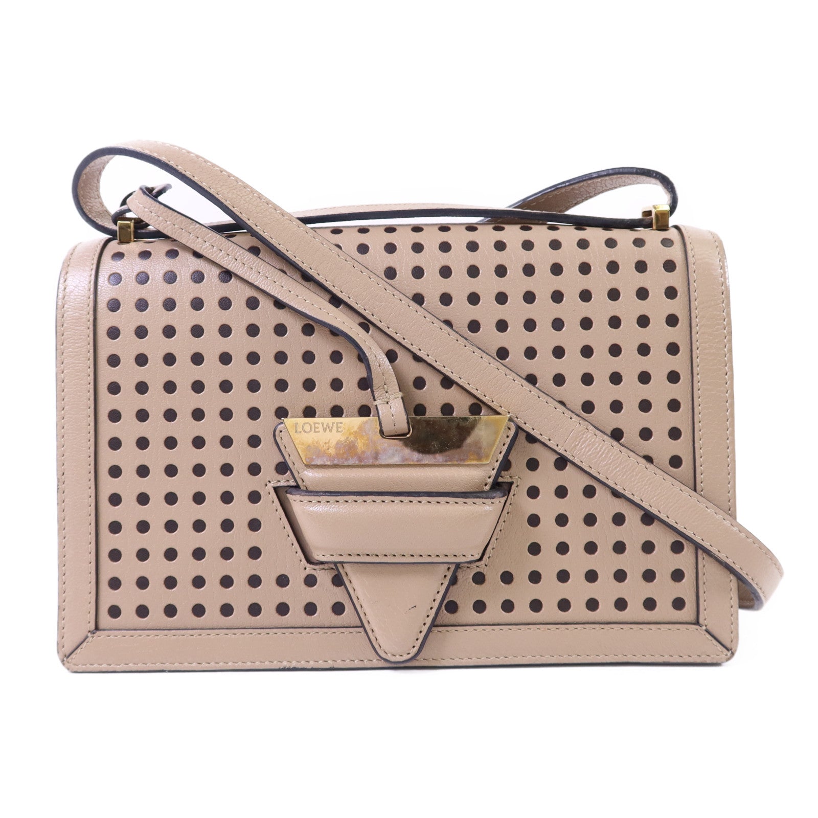 LOEWE 【激減優惠】牛皮皮革Barcelona金扣肩背袋