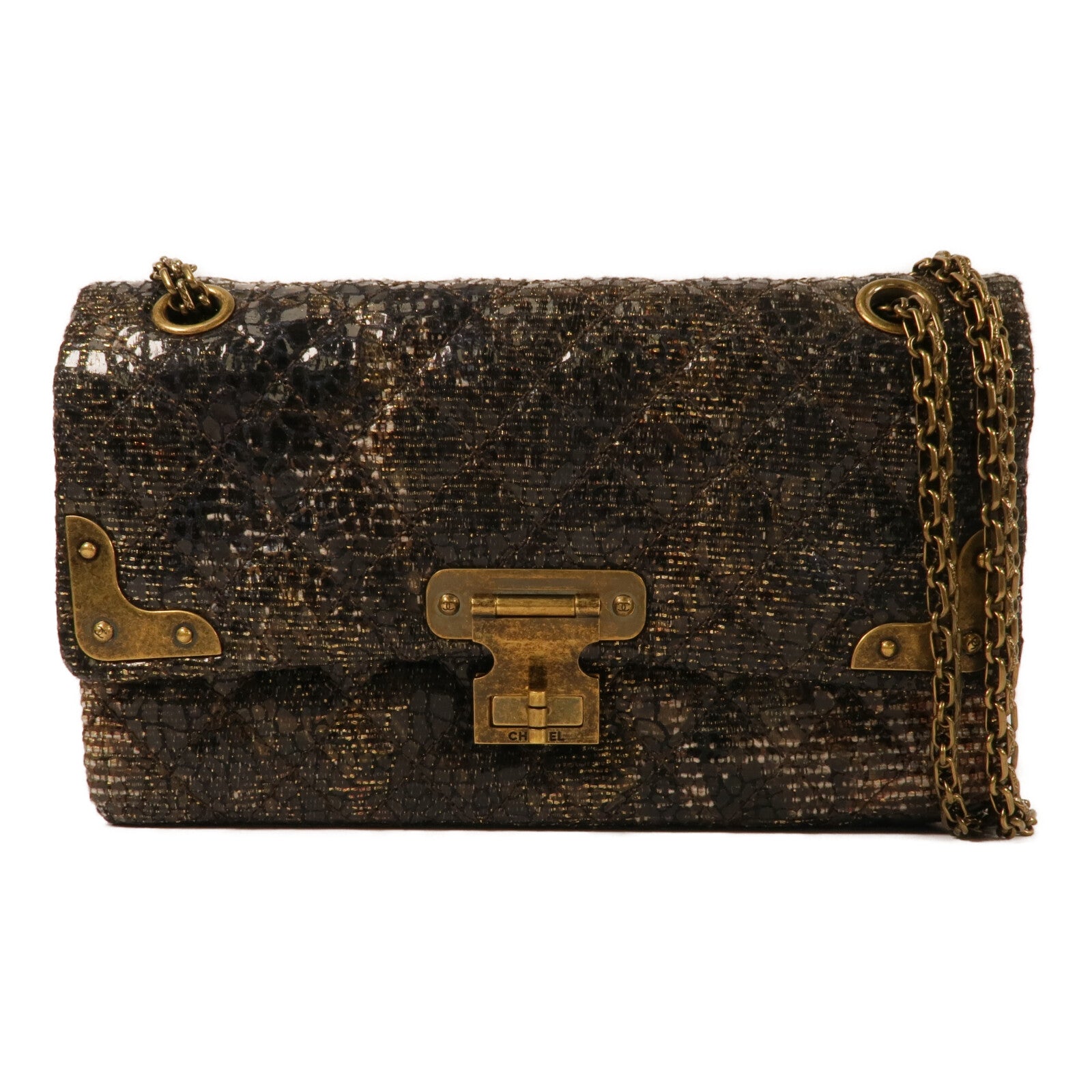 CHANEL Tweed Shanghai Icons Flap Bag鏈帶肩背袋