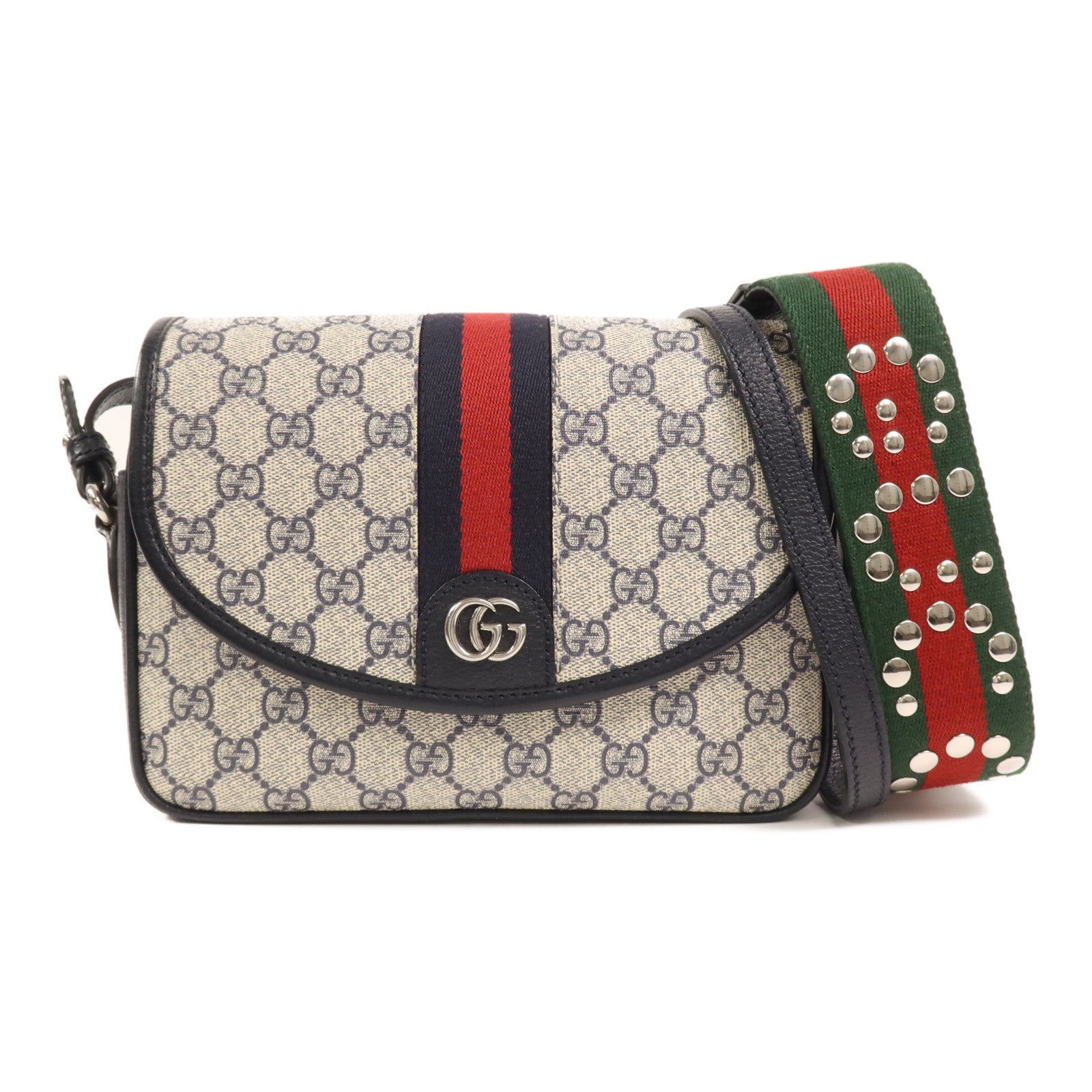GUCCI 塗層帆布Ophidia GG銀扣肩背袋