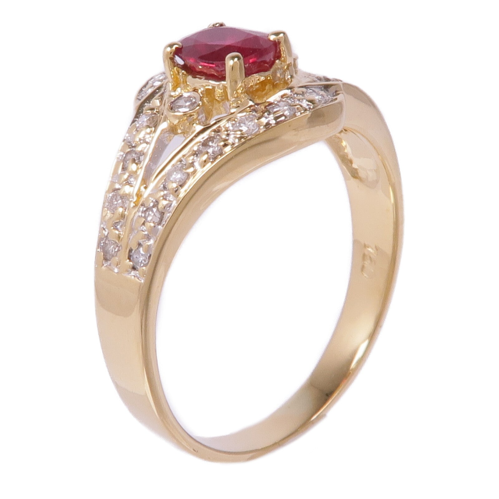 JEWELRY 18K黃金Ruby Diamond Ring紅寶石/鑽石戒指US#6
