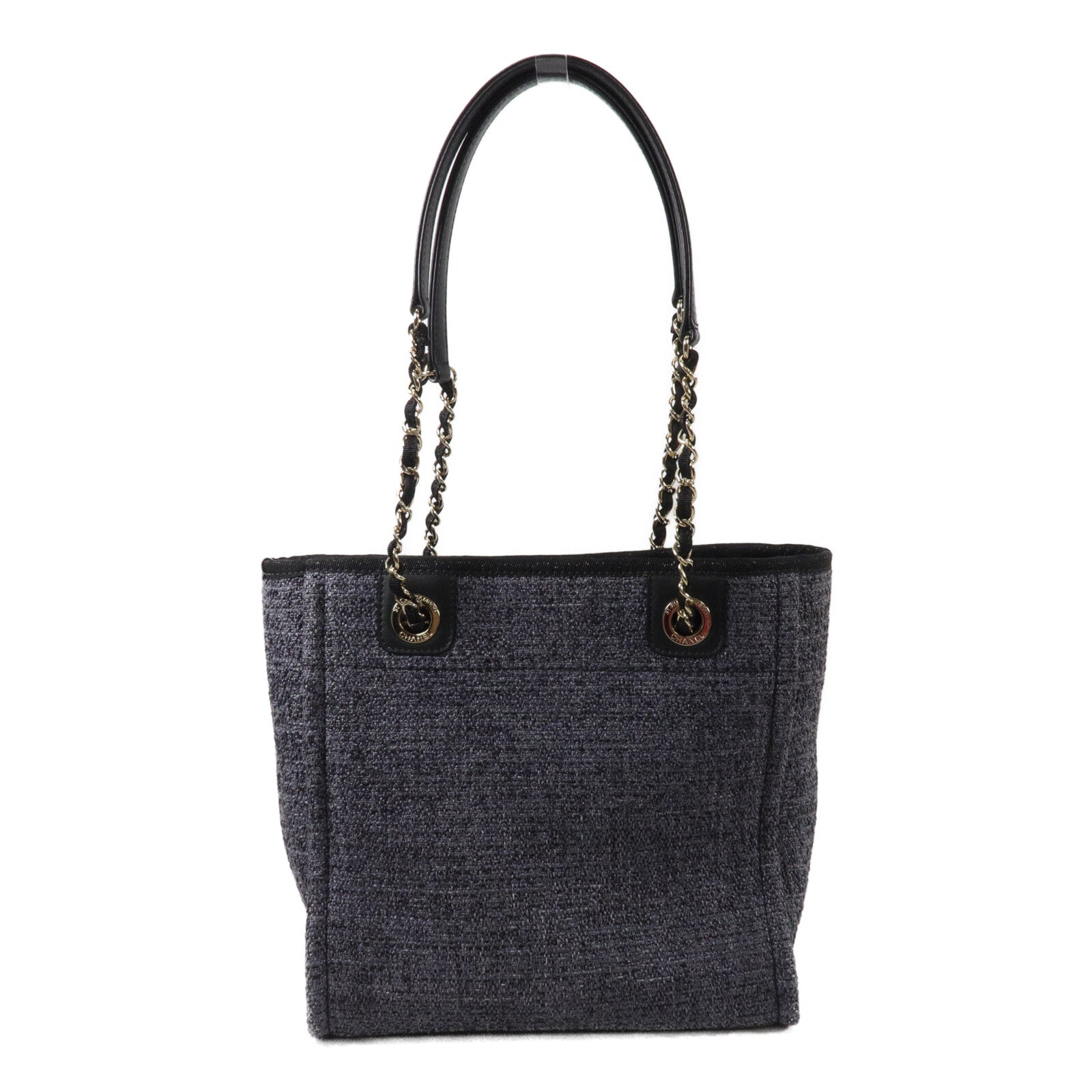 CHANEL 帆布Deauville PM鏈帶手挽袋