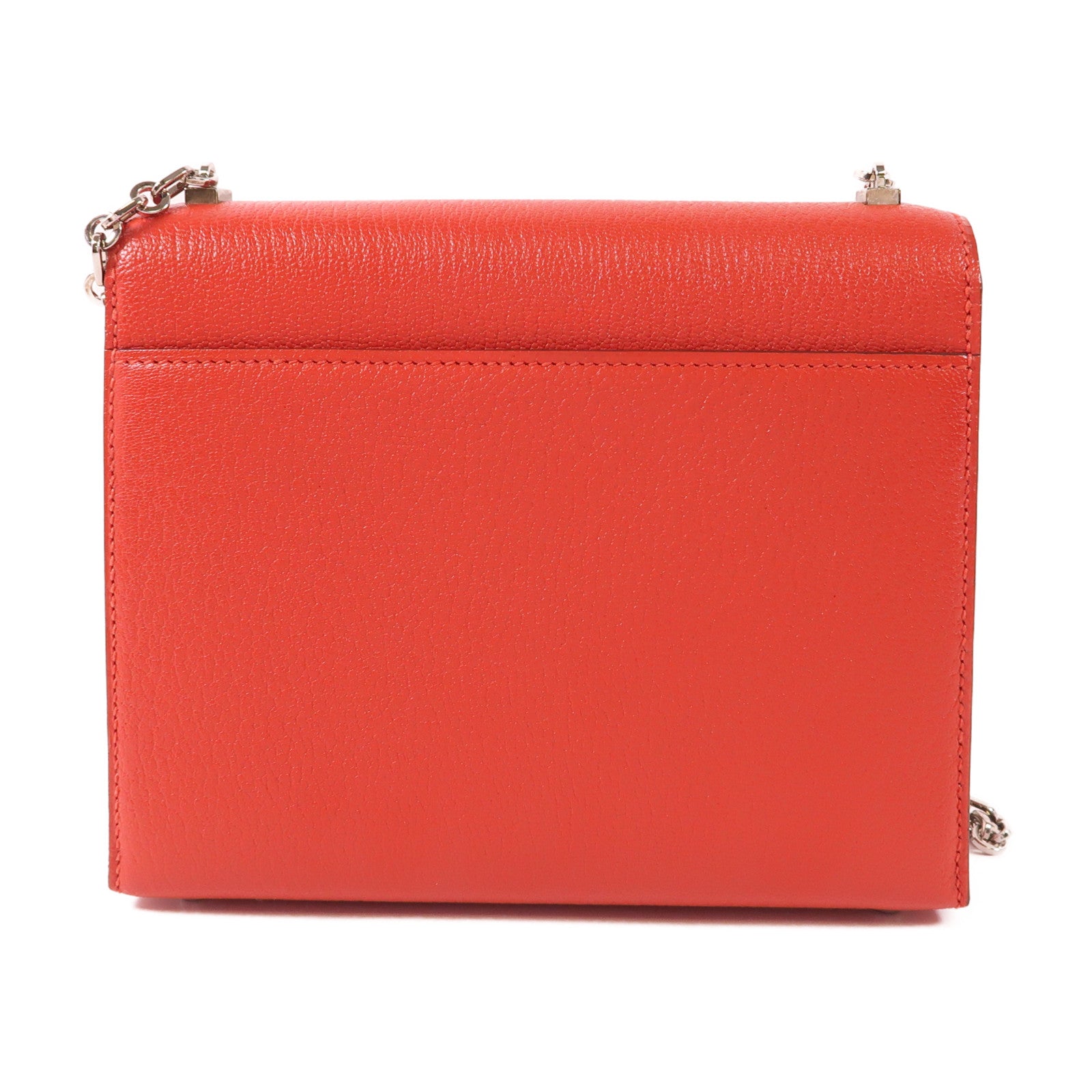 HERMES 【激減優惠】Chevre皮革Verrou Mini銀扣鏈帶肩背袋Rouge Tomate