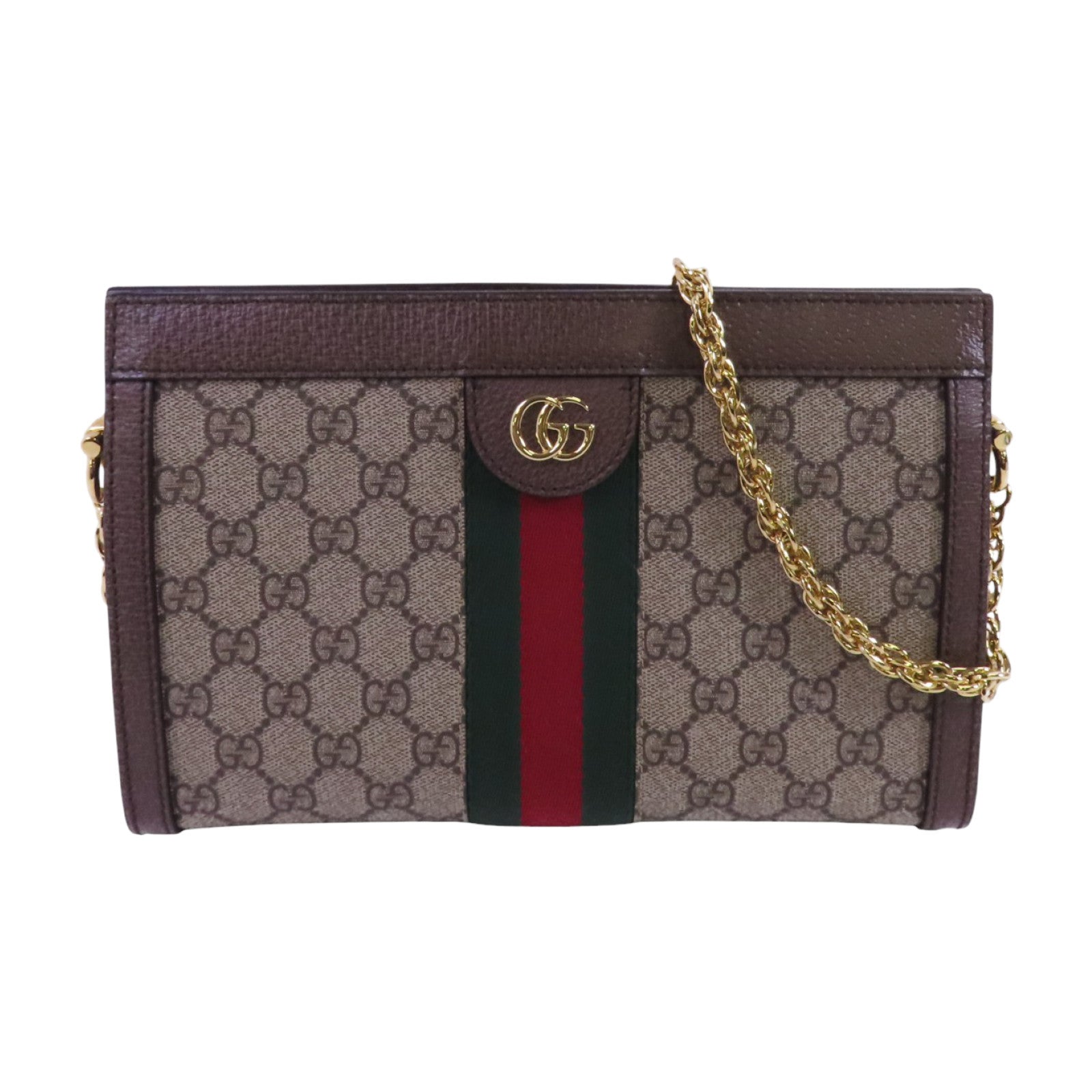GUCCI 塗層帆布Ophidia GG金扣鏈帶肩背袋