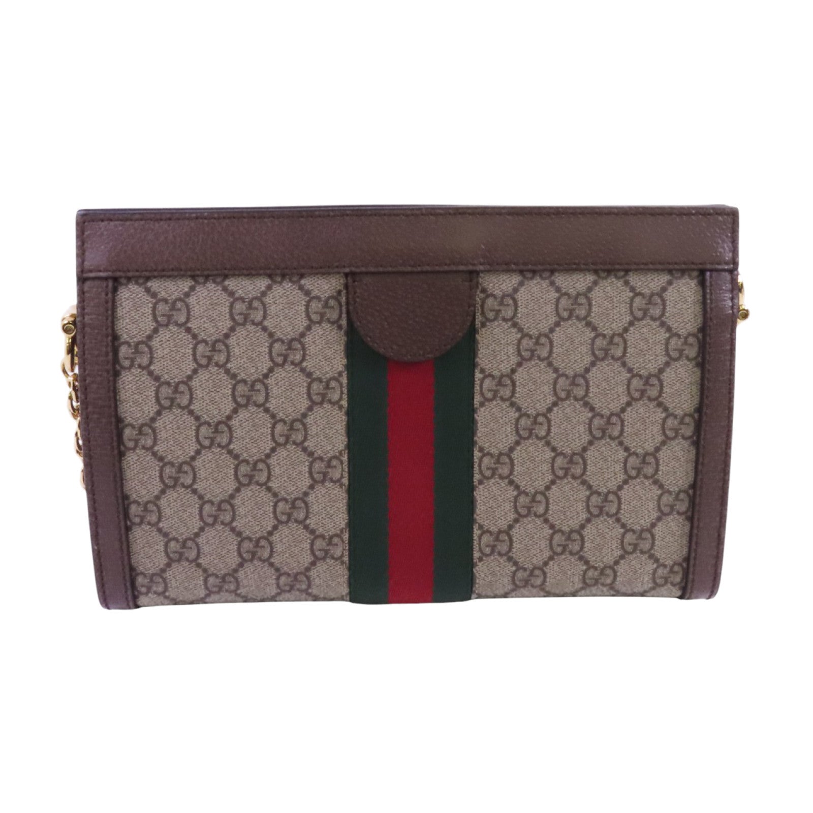 GUCCI 塗層帆布Ophidia GG金扣鏈帶肩背袋