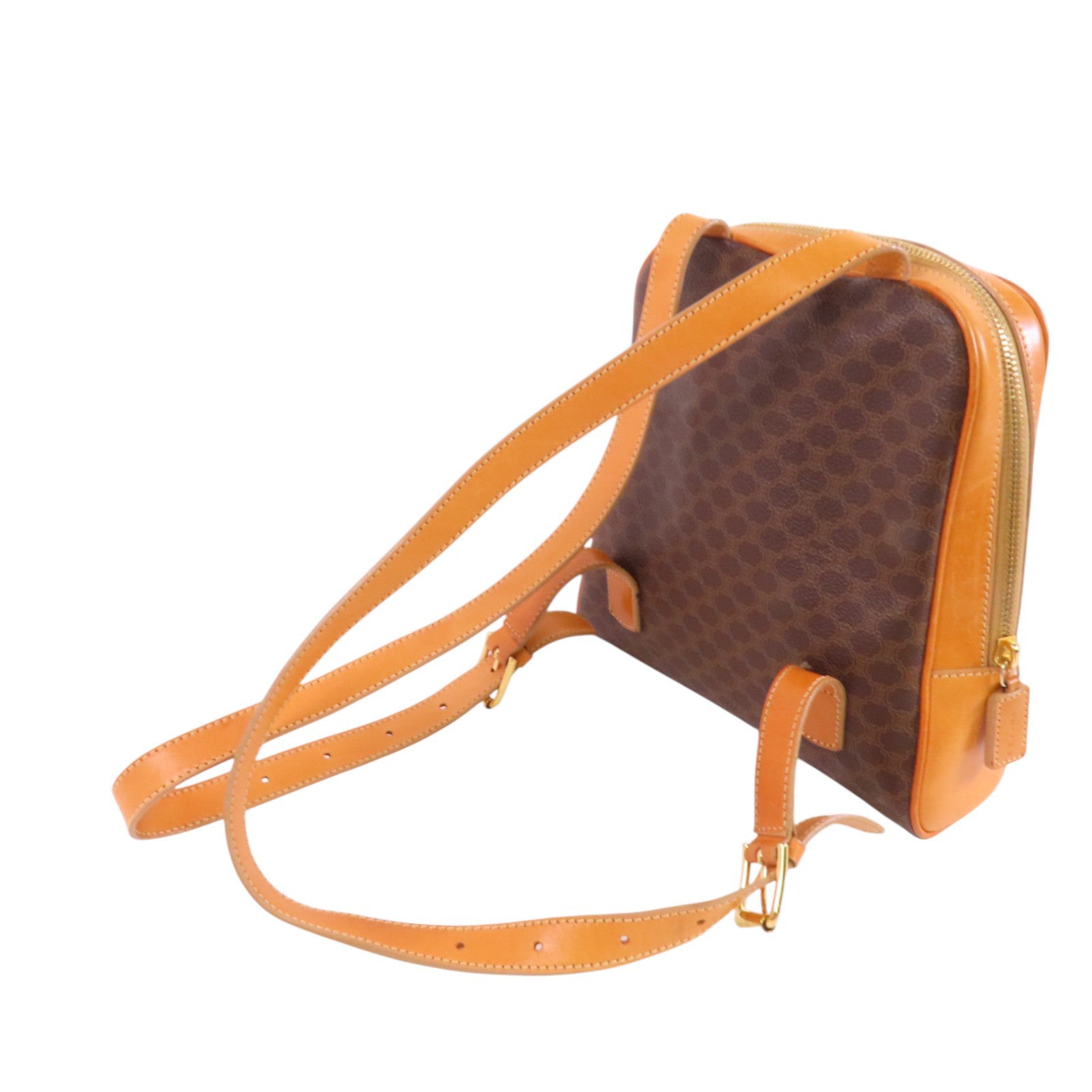 CELINE 塗層皮革Vintage Celine Backpack金扣背包