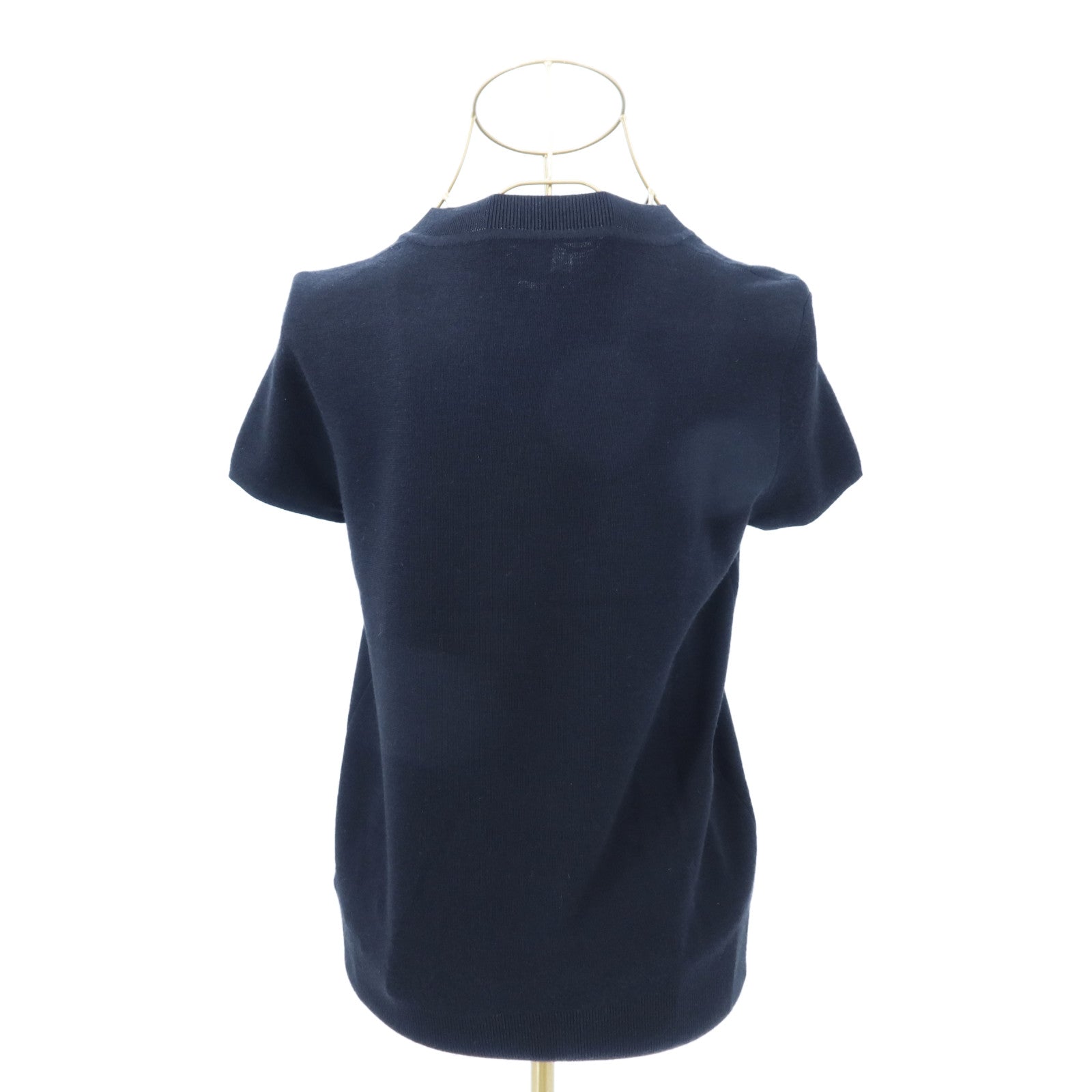 HERMES Cashmere/Silk Ex-Libris Short Sleeve Knitwear針織