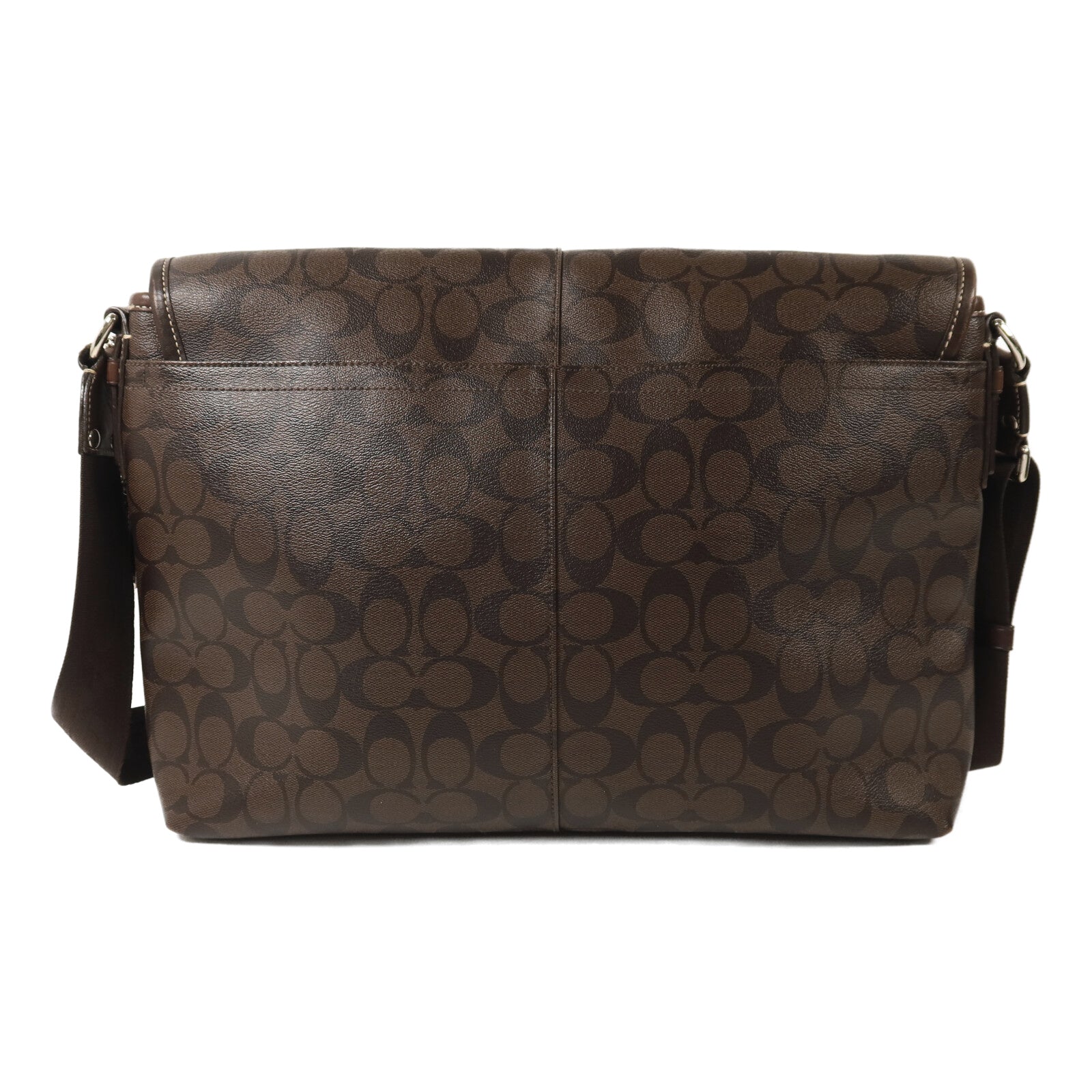 COACH 塗層帆布Shoulder Bag銀扣肩背袋