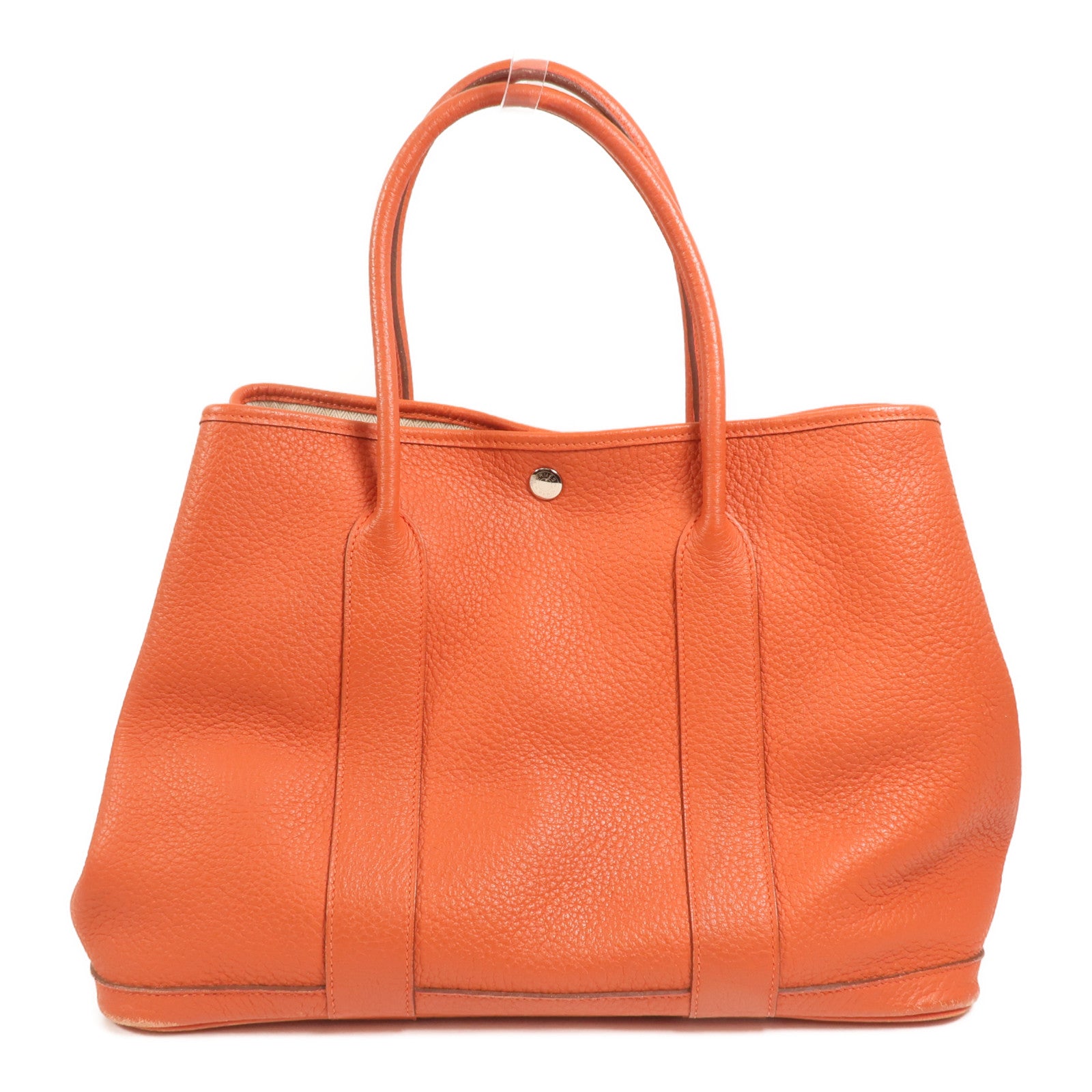 HERMES Negonda皮革Garden Party PM銀扣手挽袋Orange