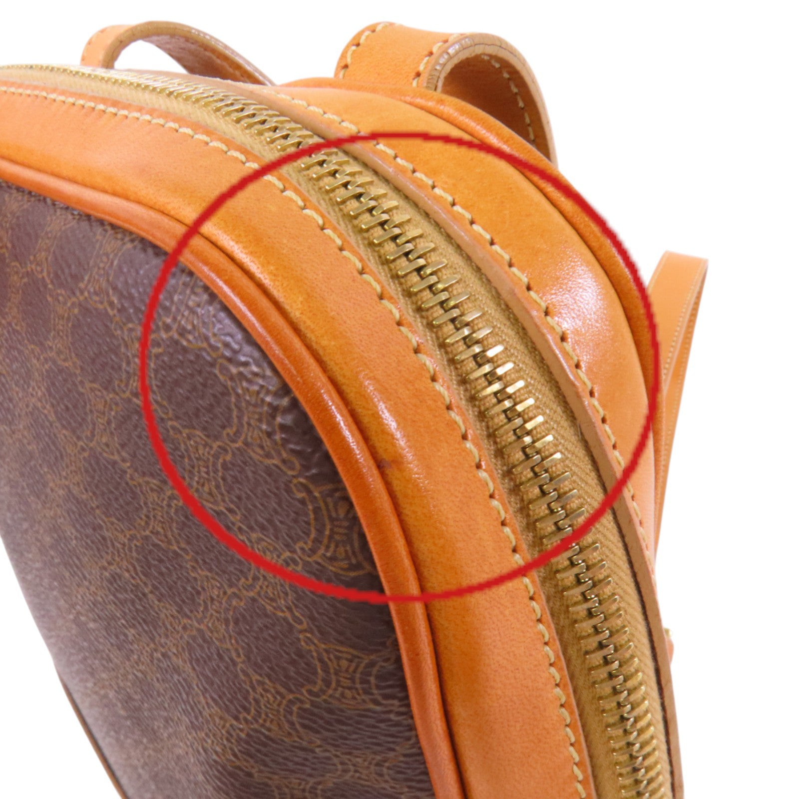 CELINE 塗層皮革Vintage Celine Backpack金扣背包