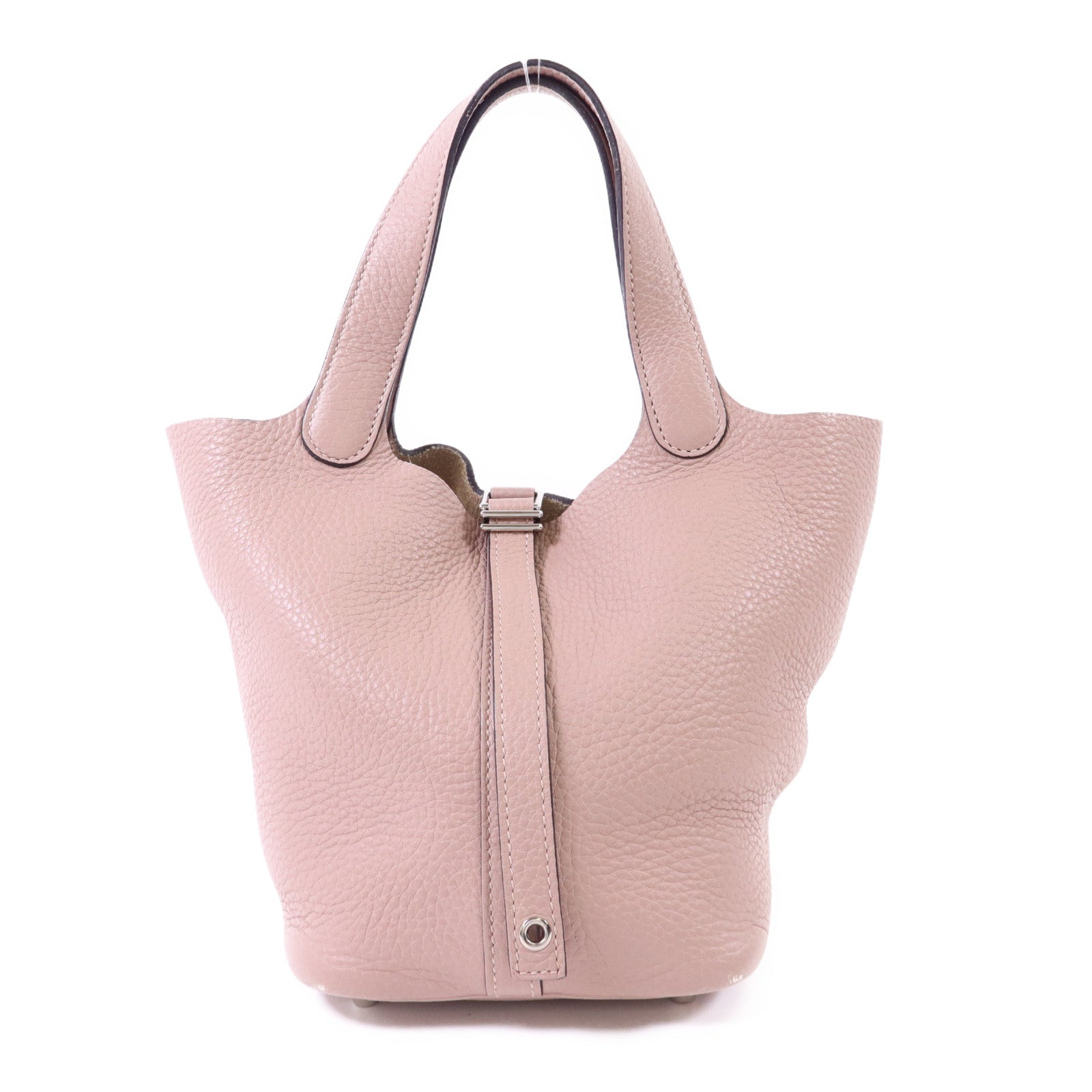 HERMES Clemence皮革Picotin PM銀扣手挽袋Glycine