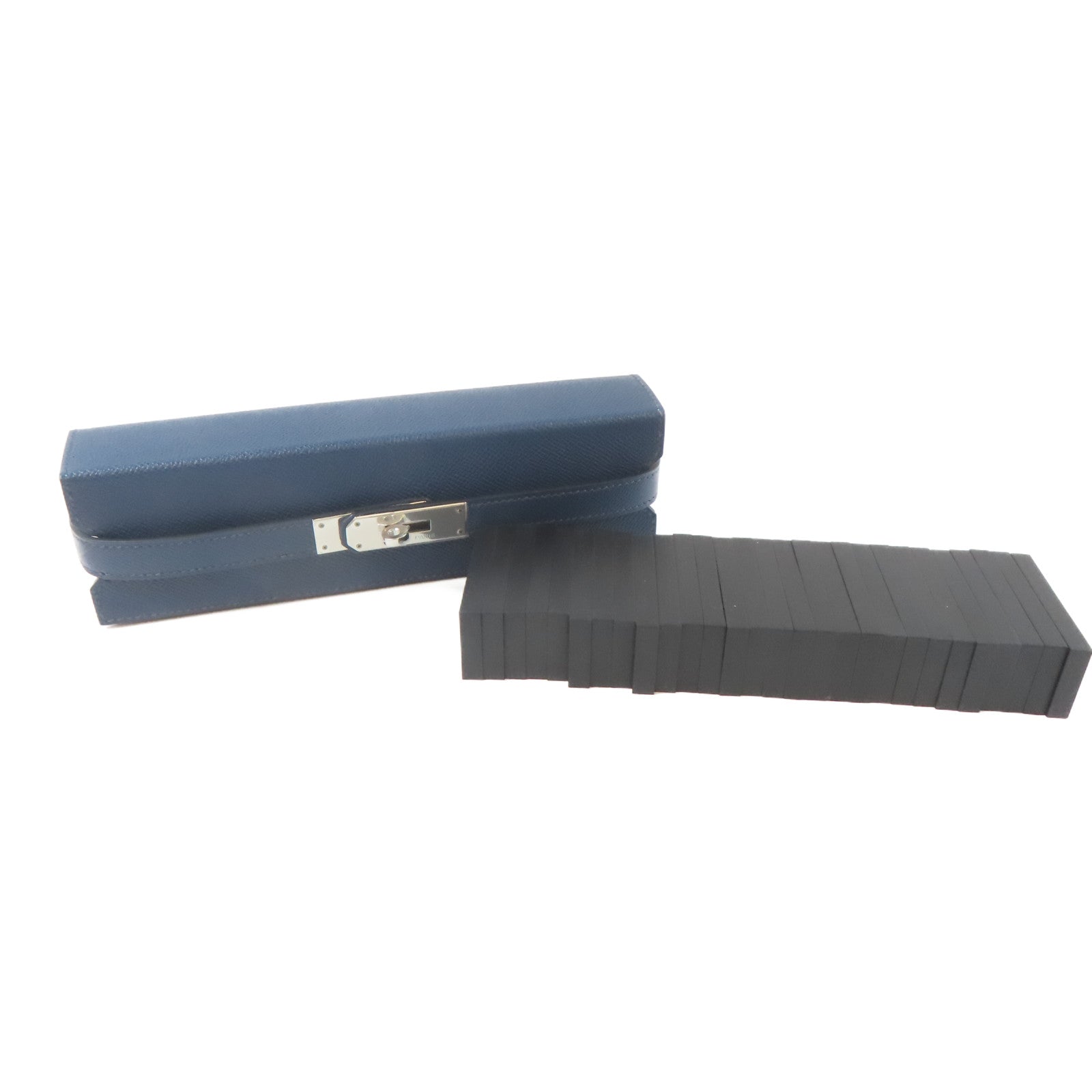 HERMES (PRICE DOWN) PHW Domino Set Epsom Leather Blue