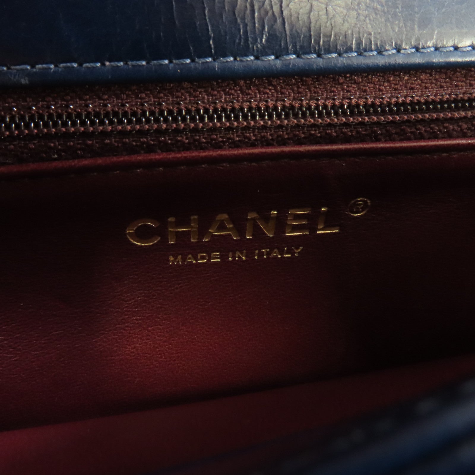 CHANEL 【激減優惠】菱格牛皮皮革Chain Shoulder金扣手挽肩背兩用袋深藍色