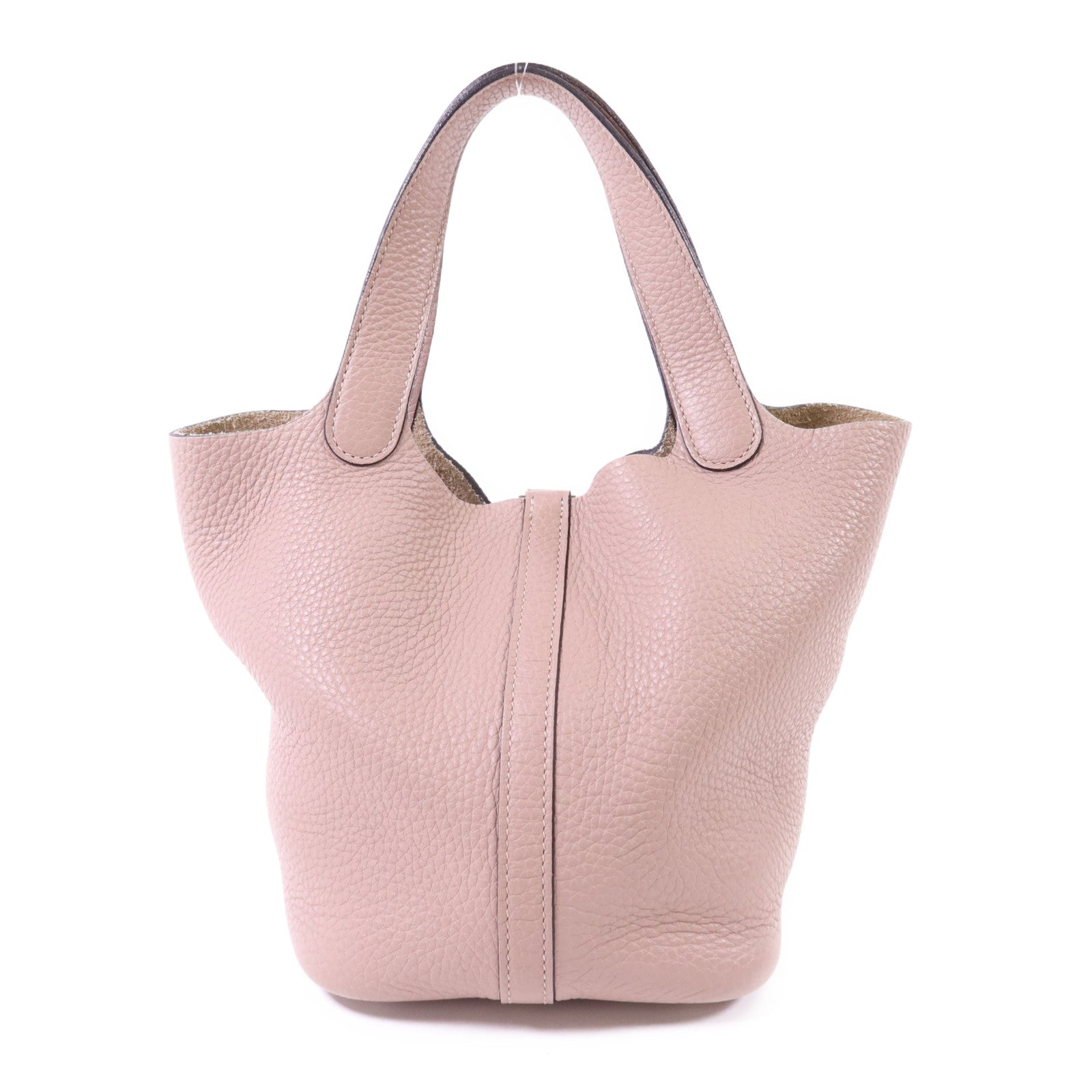 HERMES Clemence皮革Picotin PM銀扣手挽袋Glycine