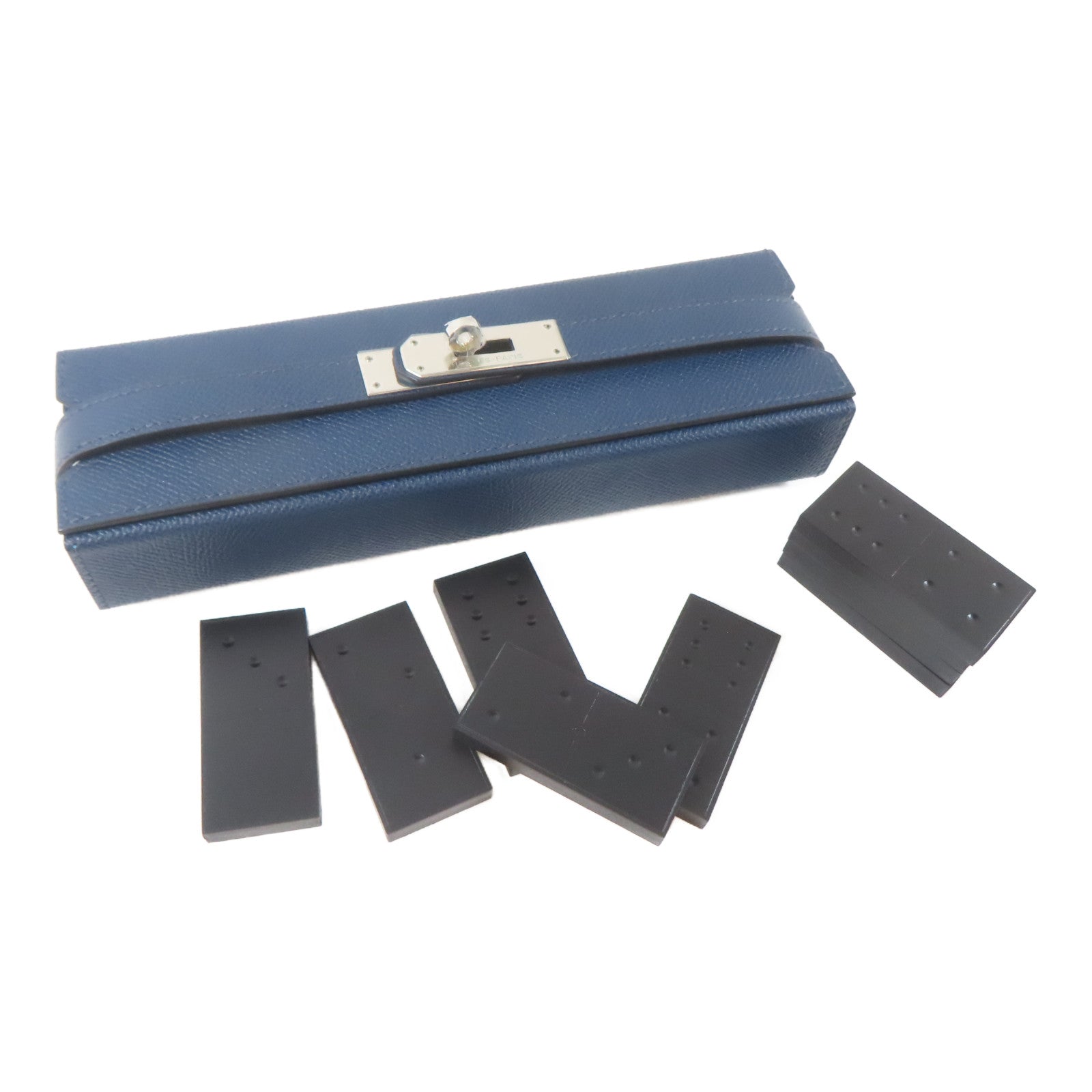 HERMES (PRICE DOWN) PHW Domino Set Epsom Leather Blue