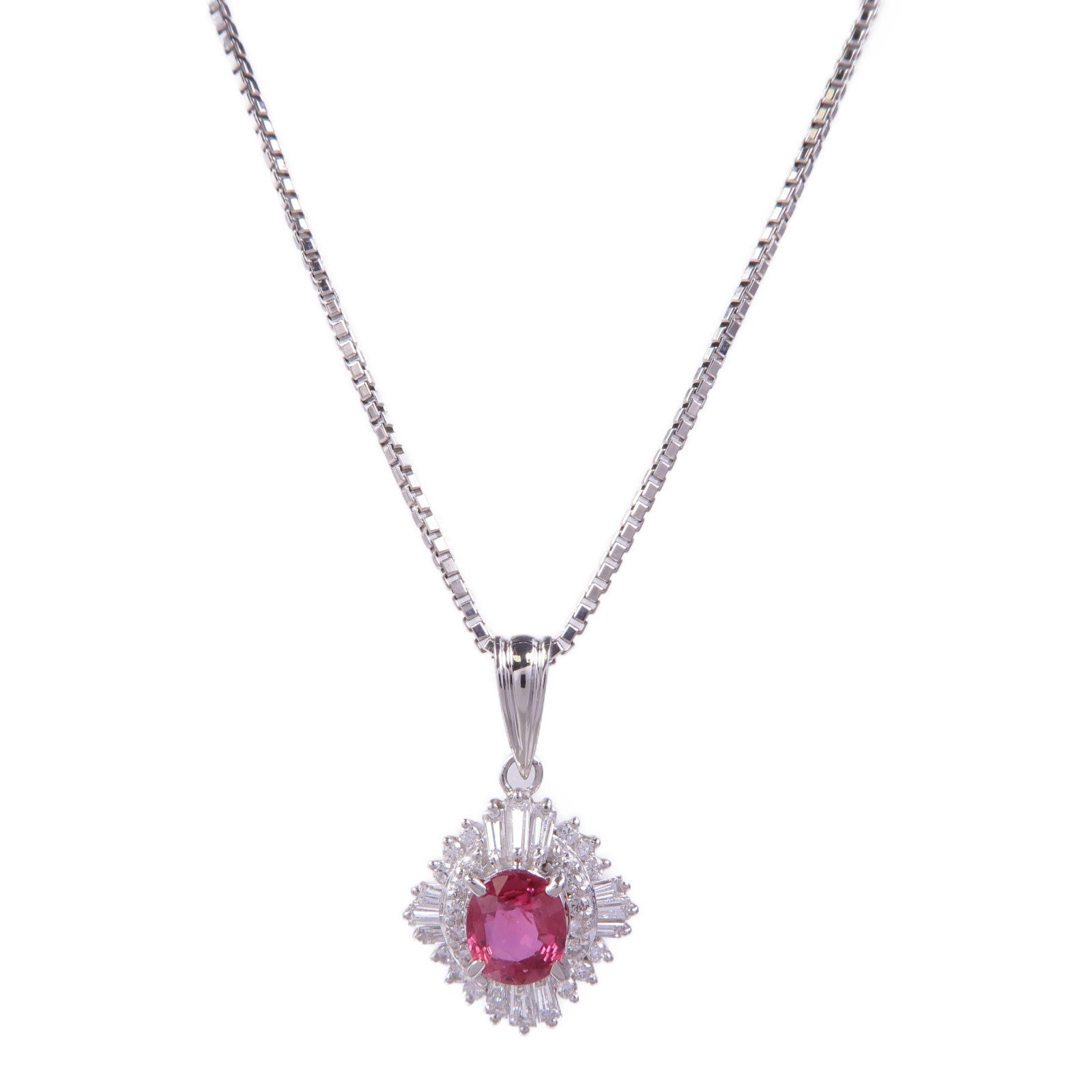 JEWELRY PT900/PT850鉑金Ruby Diamond Necklace紅寶石/鑽石項鍊