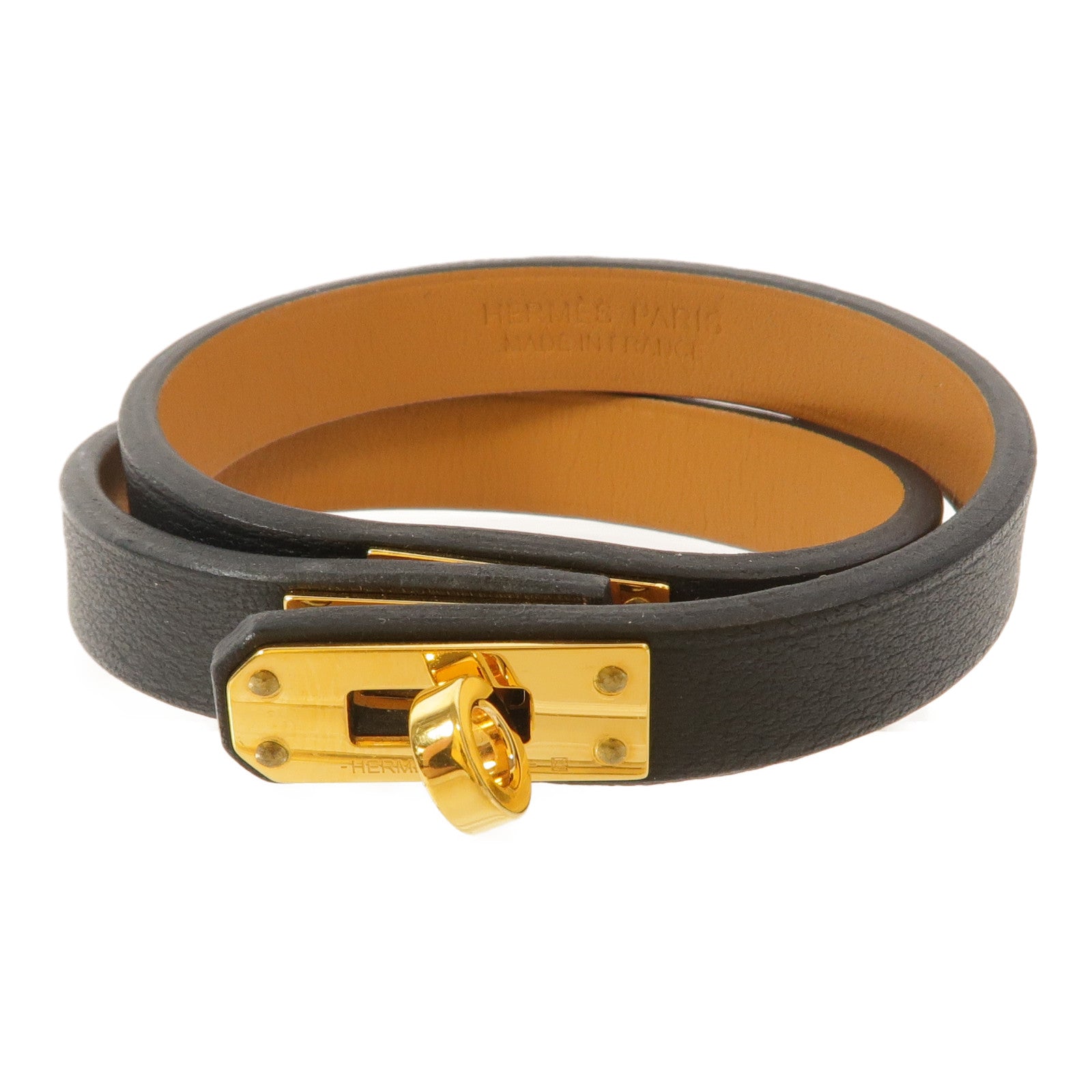 HERMES Swift皮革Mini Kelly Double Tour Bracelet手環Noir