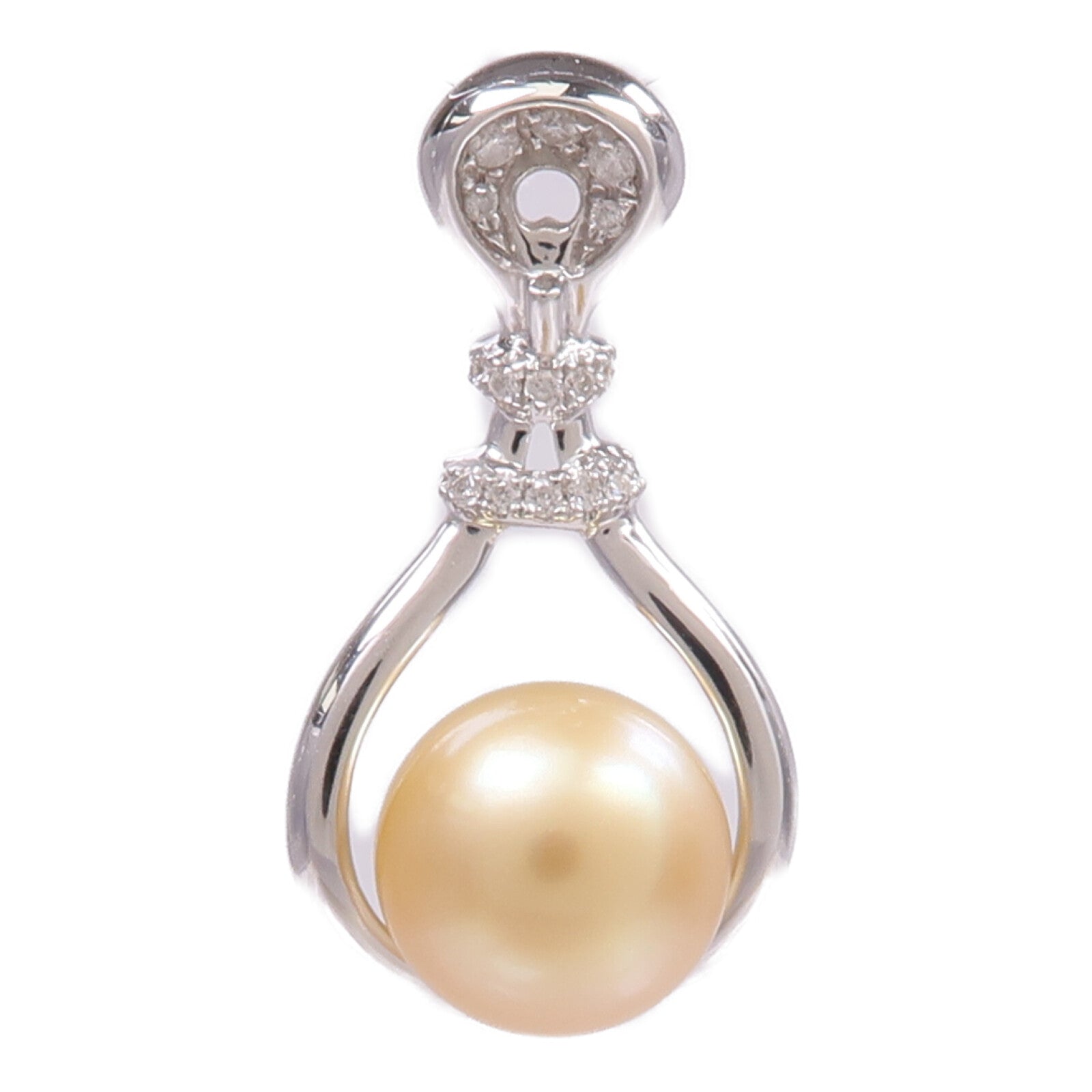 JEWELRY 【激減優惠】18K白金Pearl Diamond Pendant Top珍珠/鑽石吊墜