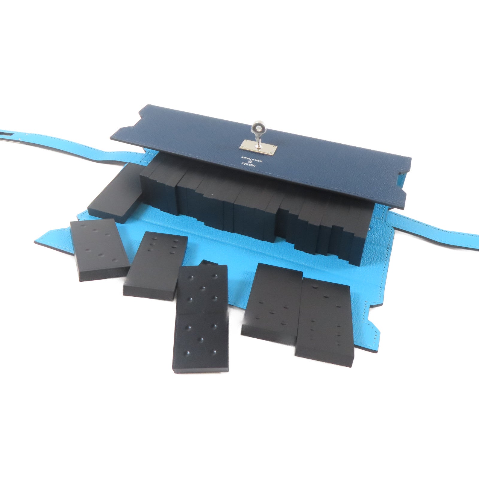 HERMES (PRICE DOWN) PHW Domino Set Epsom Leather Blue