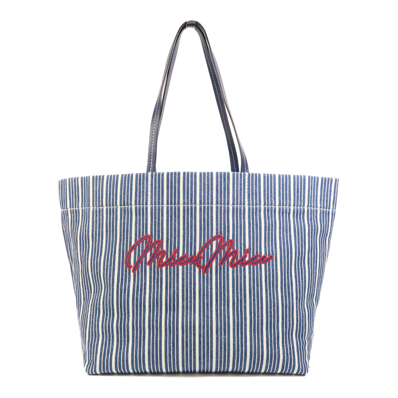 Miu Miu 牛仔布Tote Bag銀扣肩背袋