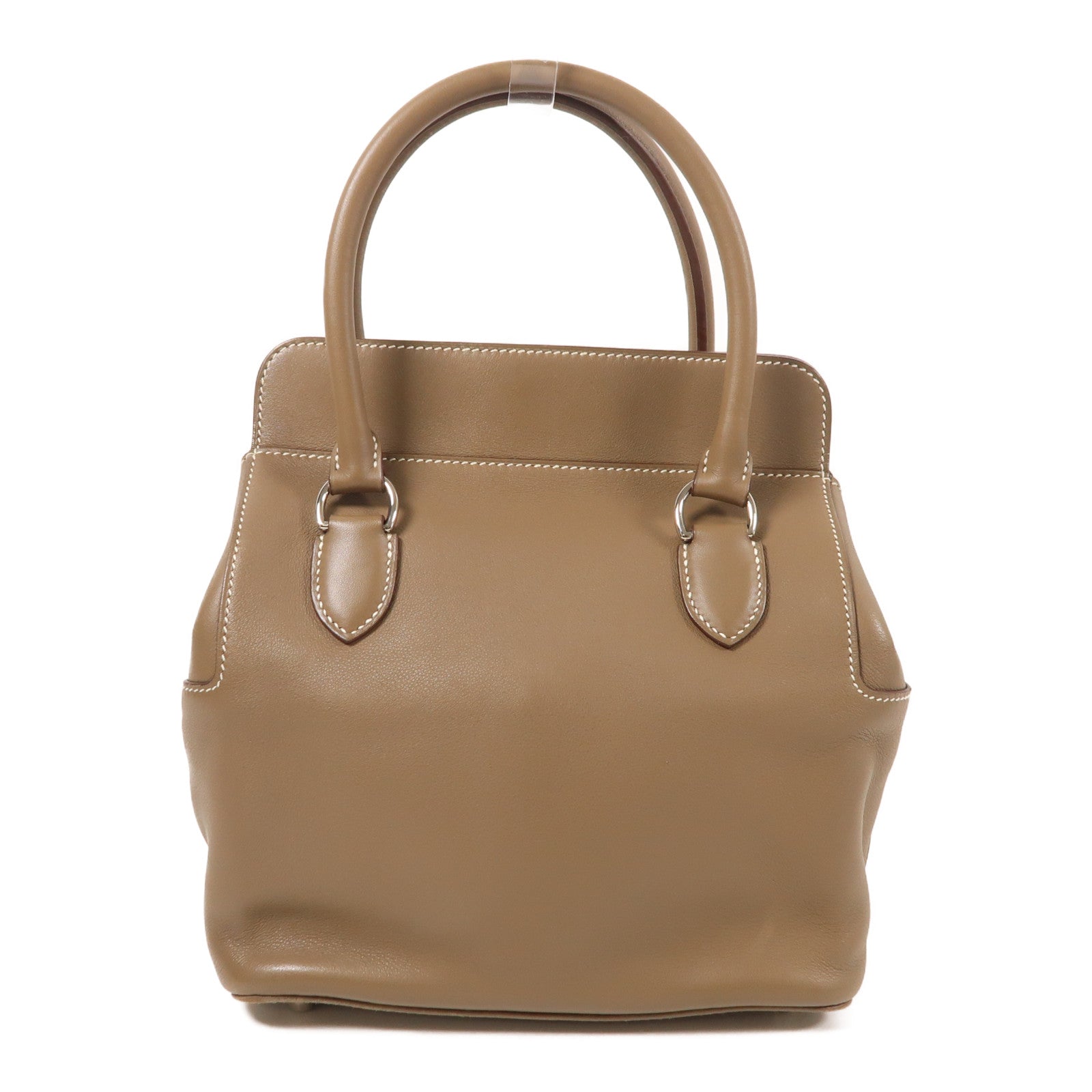 HERMES Swift皮革Tool Box 20銀扣手挽肩背兩用袋Etoupe