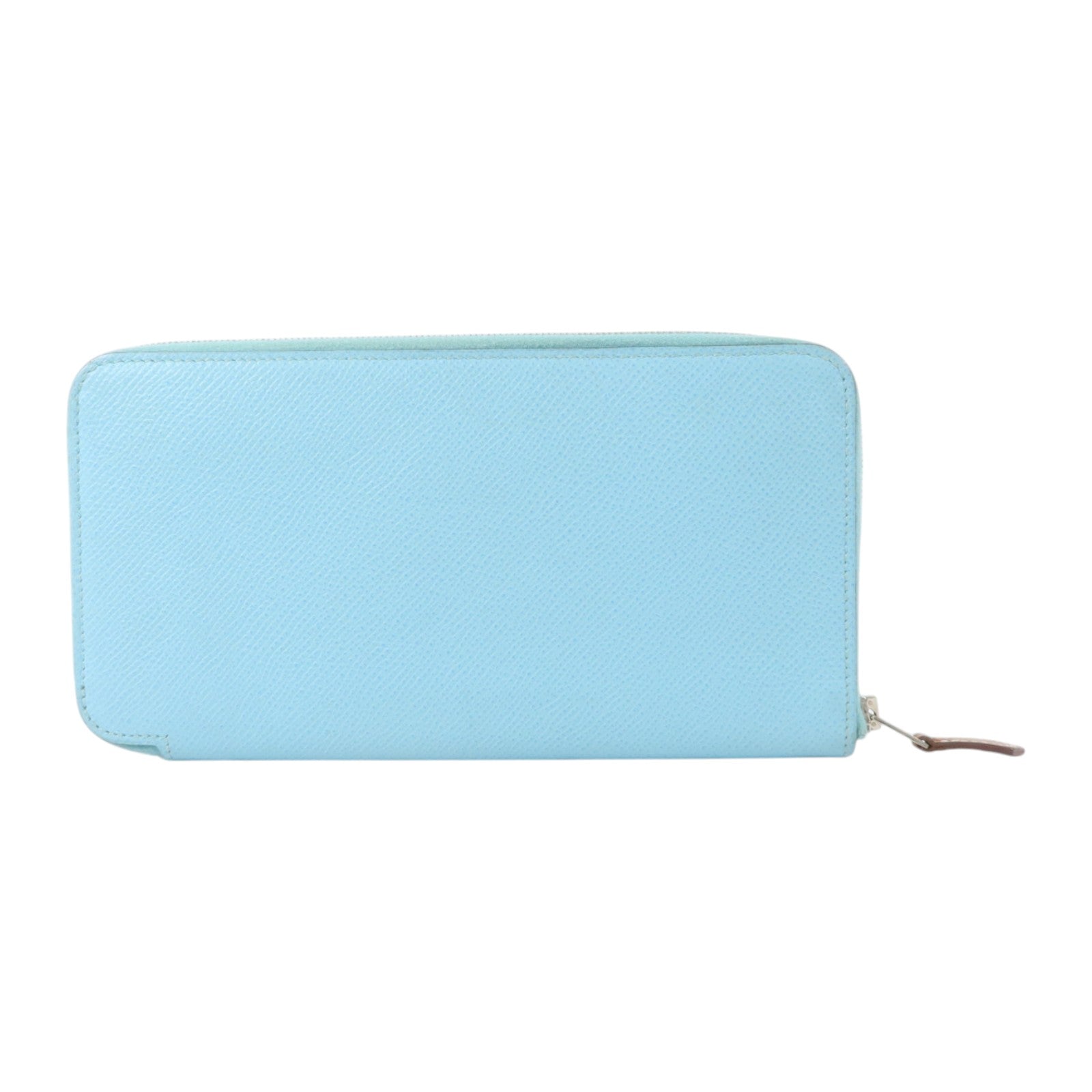 HERMES Epsom皮革Silk In Long Wallet銀扣長錢包Bleu Atoll