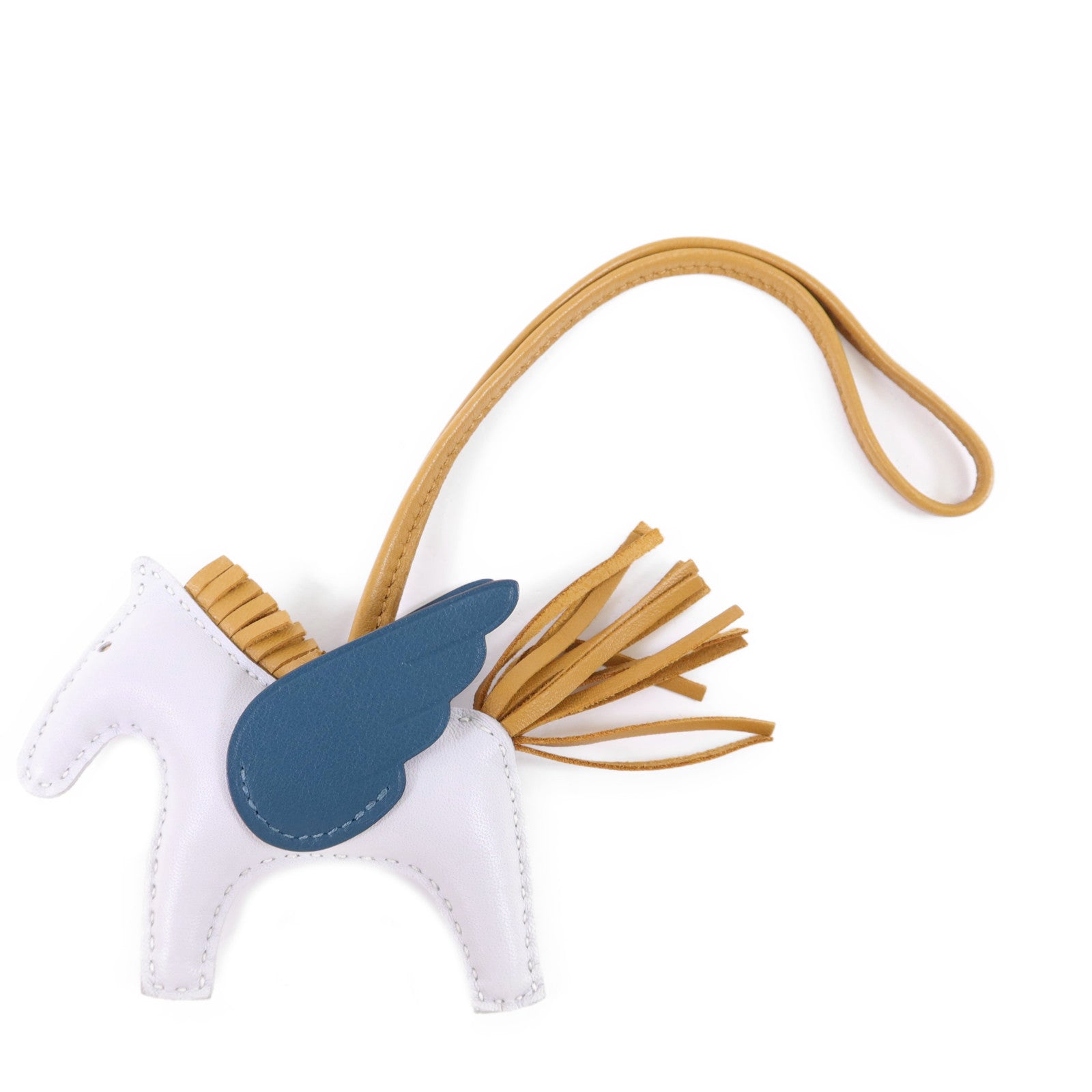 HERMES Milo/Swift皮革Rodeo Pegase PM掛飾Brume/Sesame/Vert Bosphore