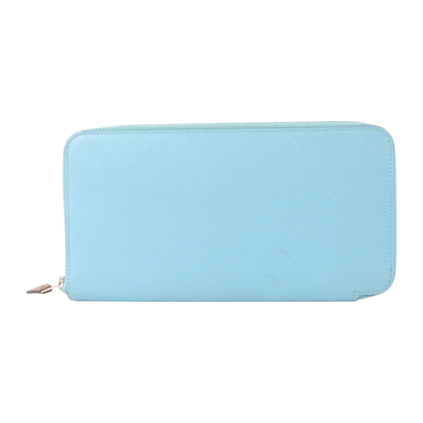 HERMES Epsom皮革Silk In Long Wallet銀扣長錢包Bleu Atoll