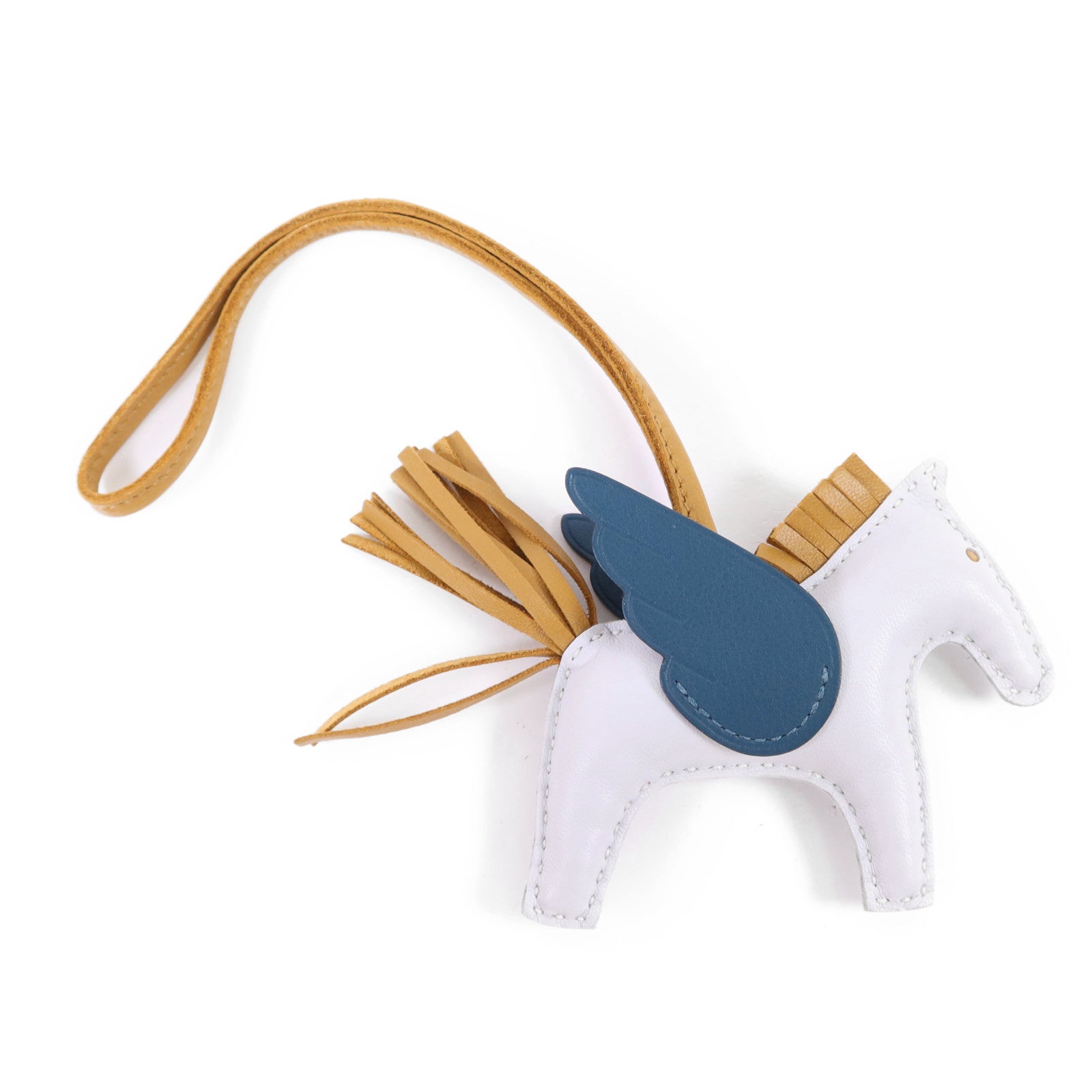 HERMES Milo/Swift皮革Rodeo Pegase PM掛飾Brume/Sesame/Vert Bosphore