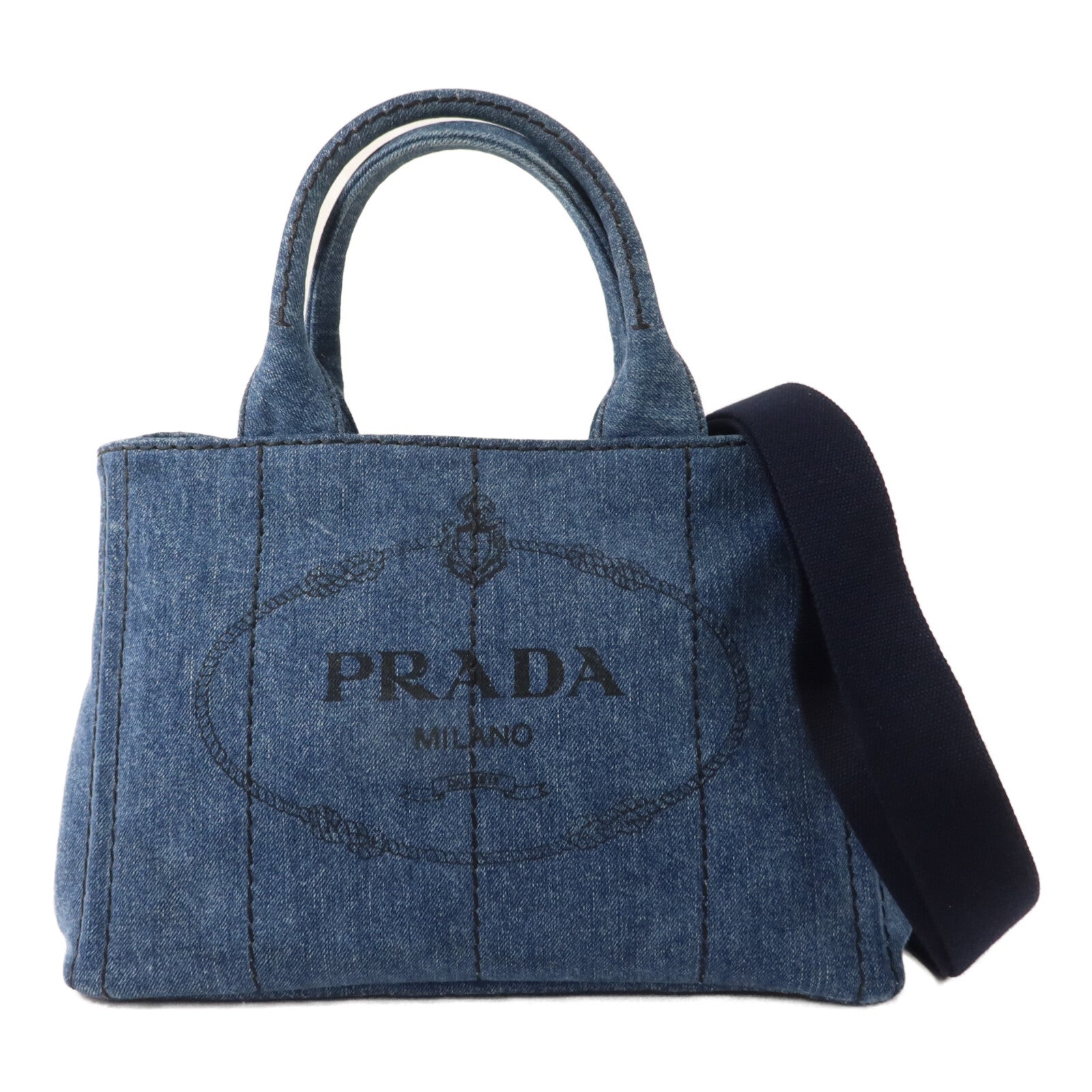 PRADA 牛仔布料2 Way Shoulder手挽肩背兩用袋