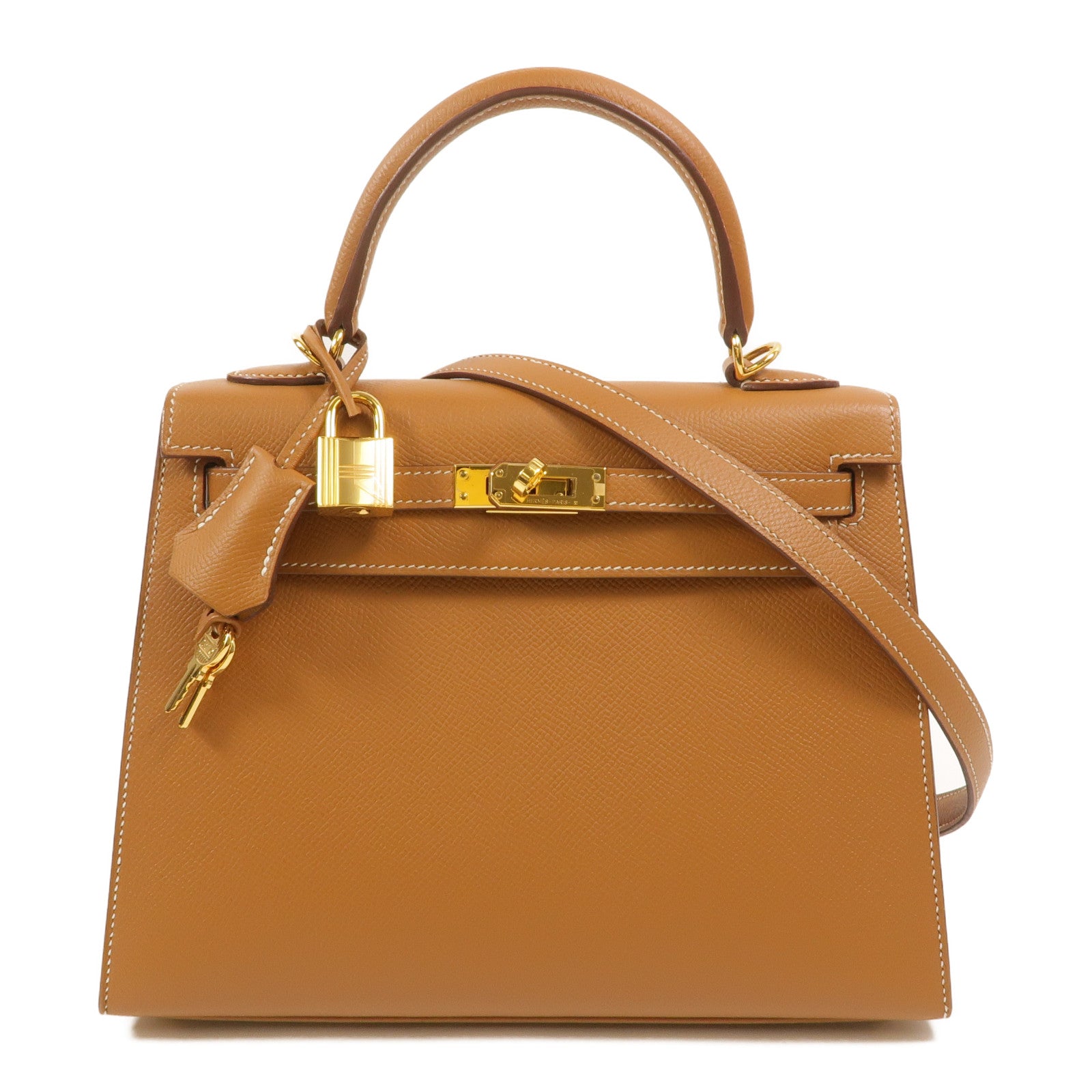 HERMES Epsom皮革Kelly 25手挽肩背兩用袋Gold