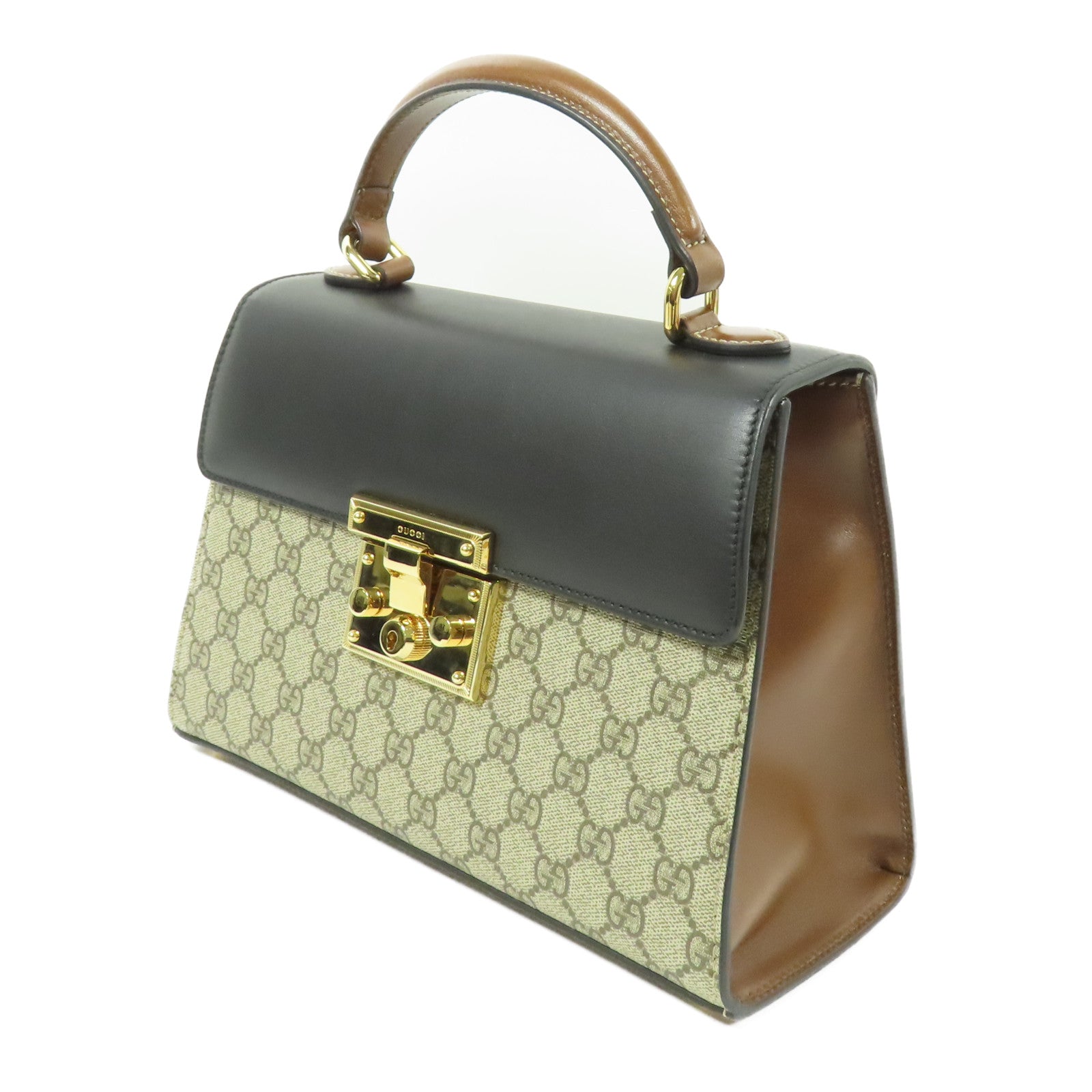 GUCCI GG GHW Padlock GG 2way Shoulder Bag Handbag Coated Canvas Brown