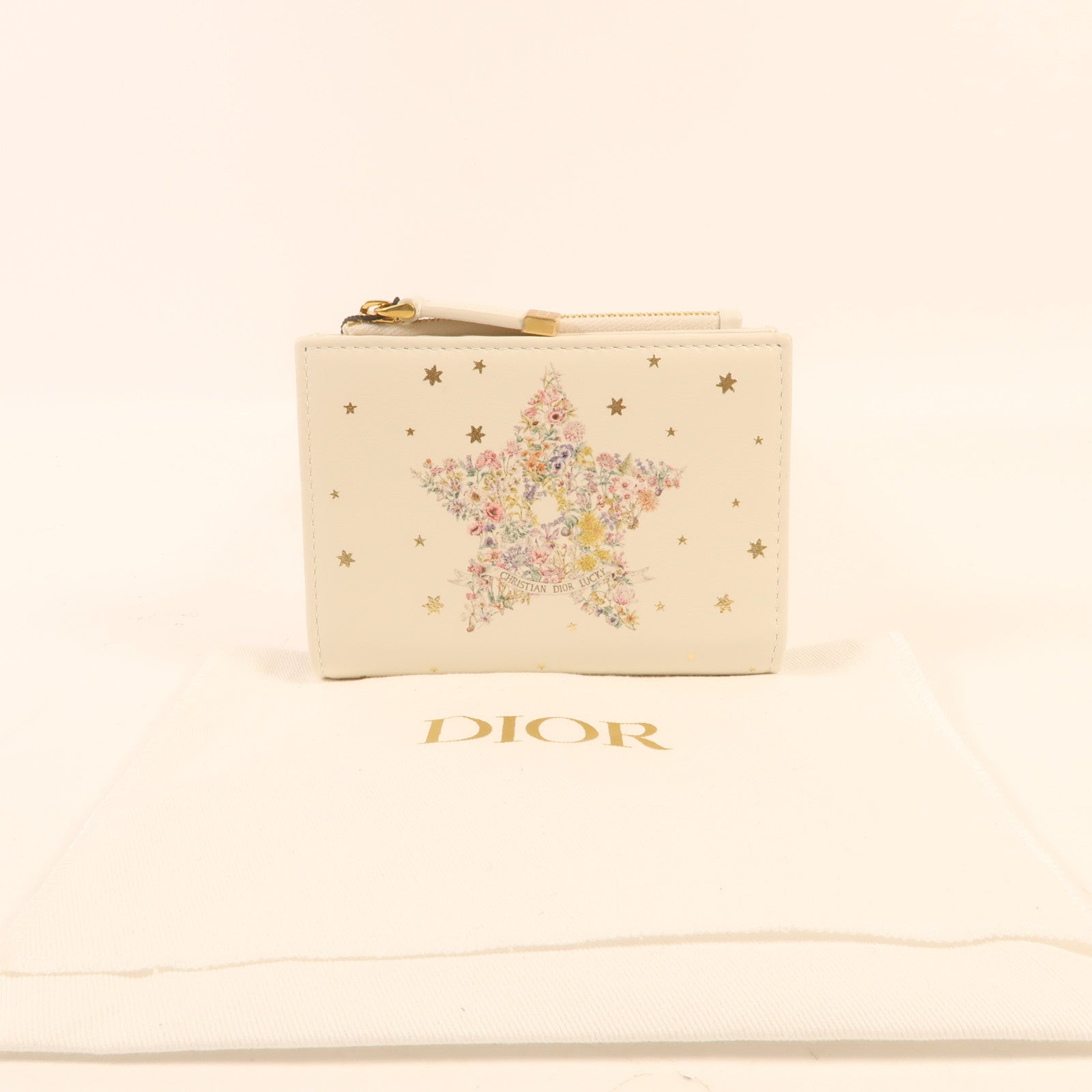 Dior 牛皮皮革Lucky Dahlia金扣錢包