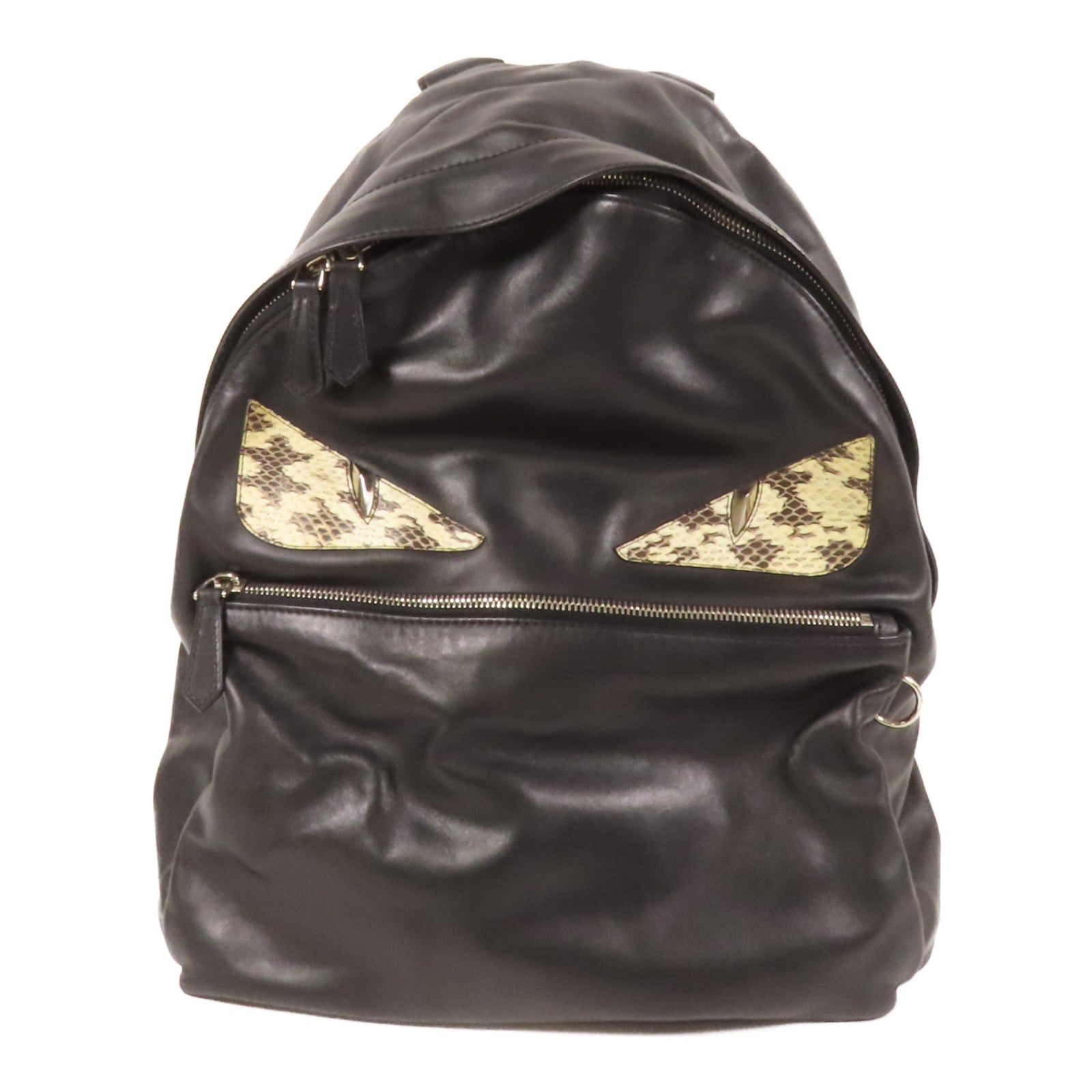 FENDI 牛皮皮革Backpack銀扣背包