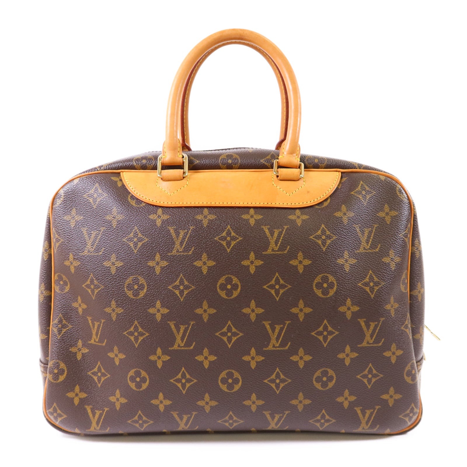 LOUIS VUITTON Monogram Deauville金扣手挽袋棕色