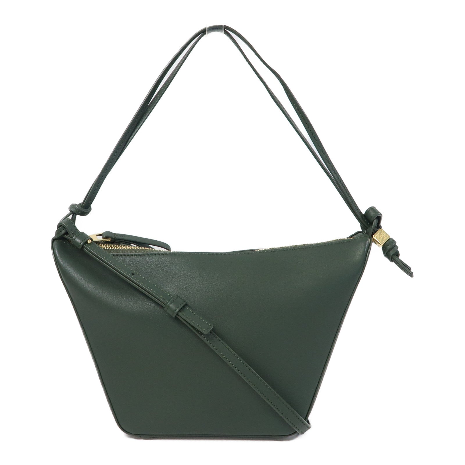 LOEWE 牛皮皮革Mini Hammock Hobo金扣肩背袋綠色– Brand Off