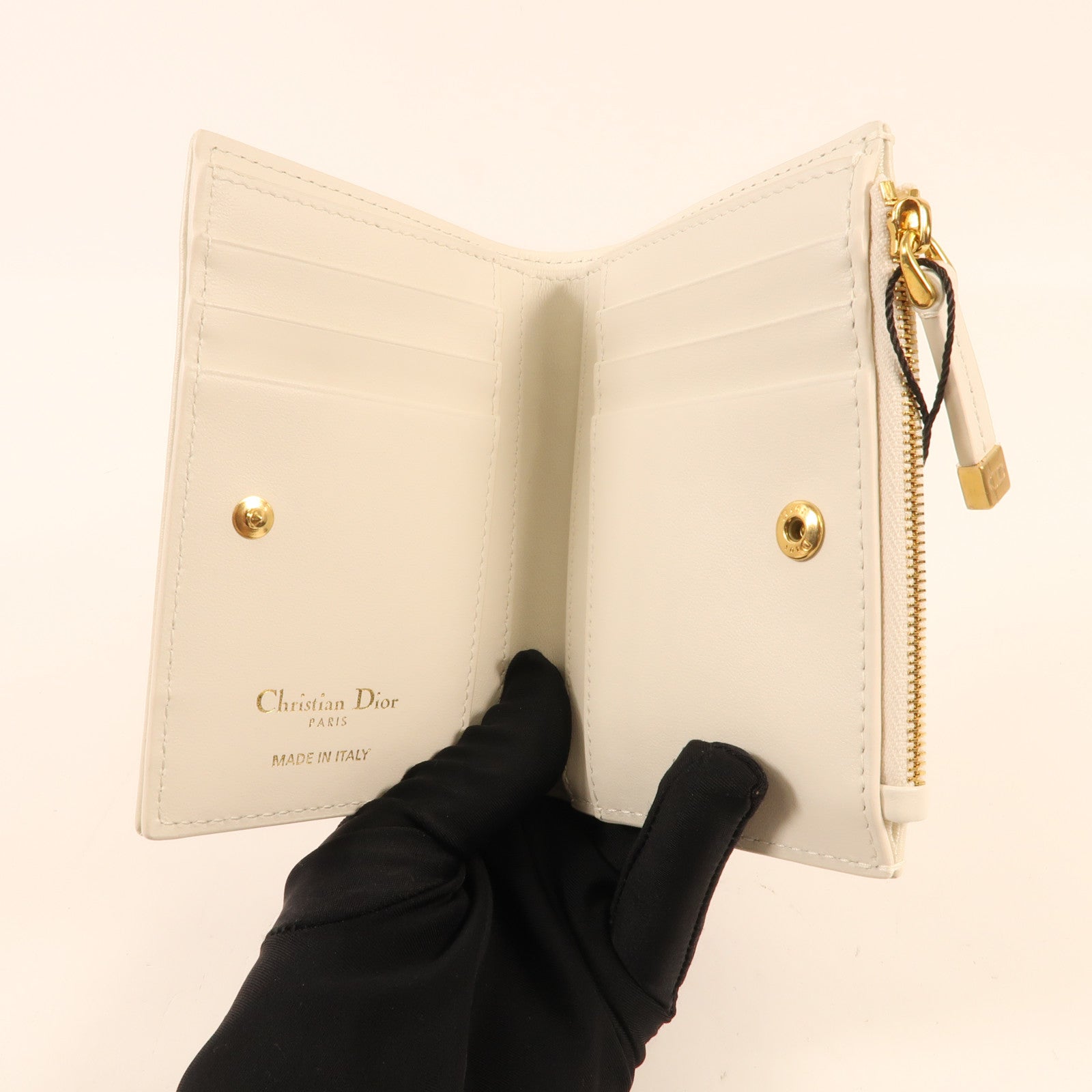 Dior 牛皮皮革Lucky Dahlia金扣錢包